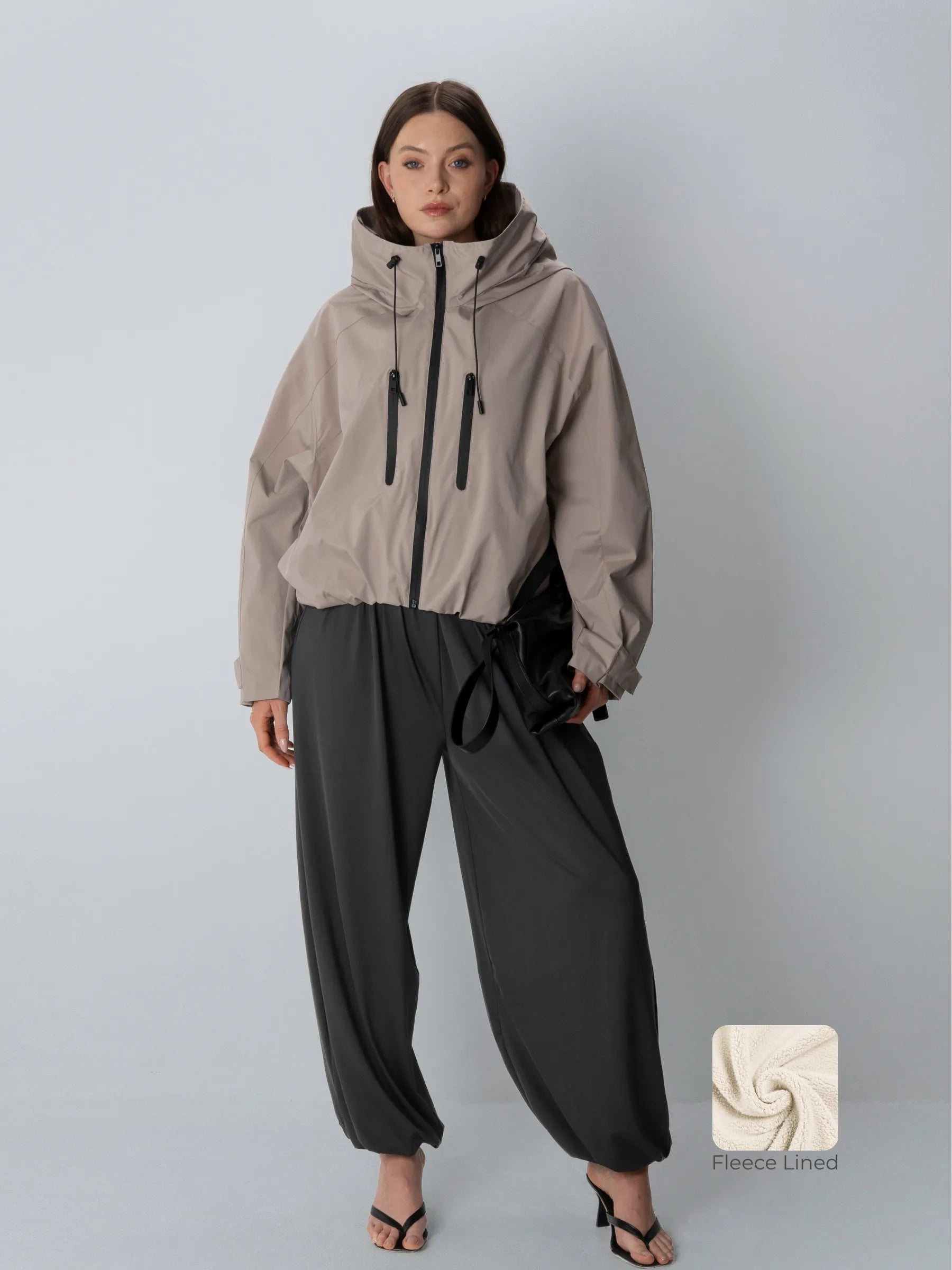 STM-TEX™ Fleece Lined One Size Short Oversized Rain Jacket - PUFFIT