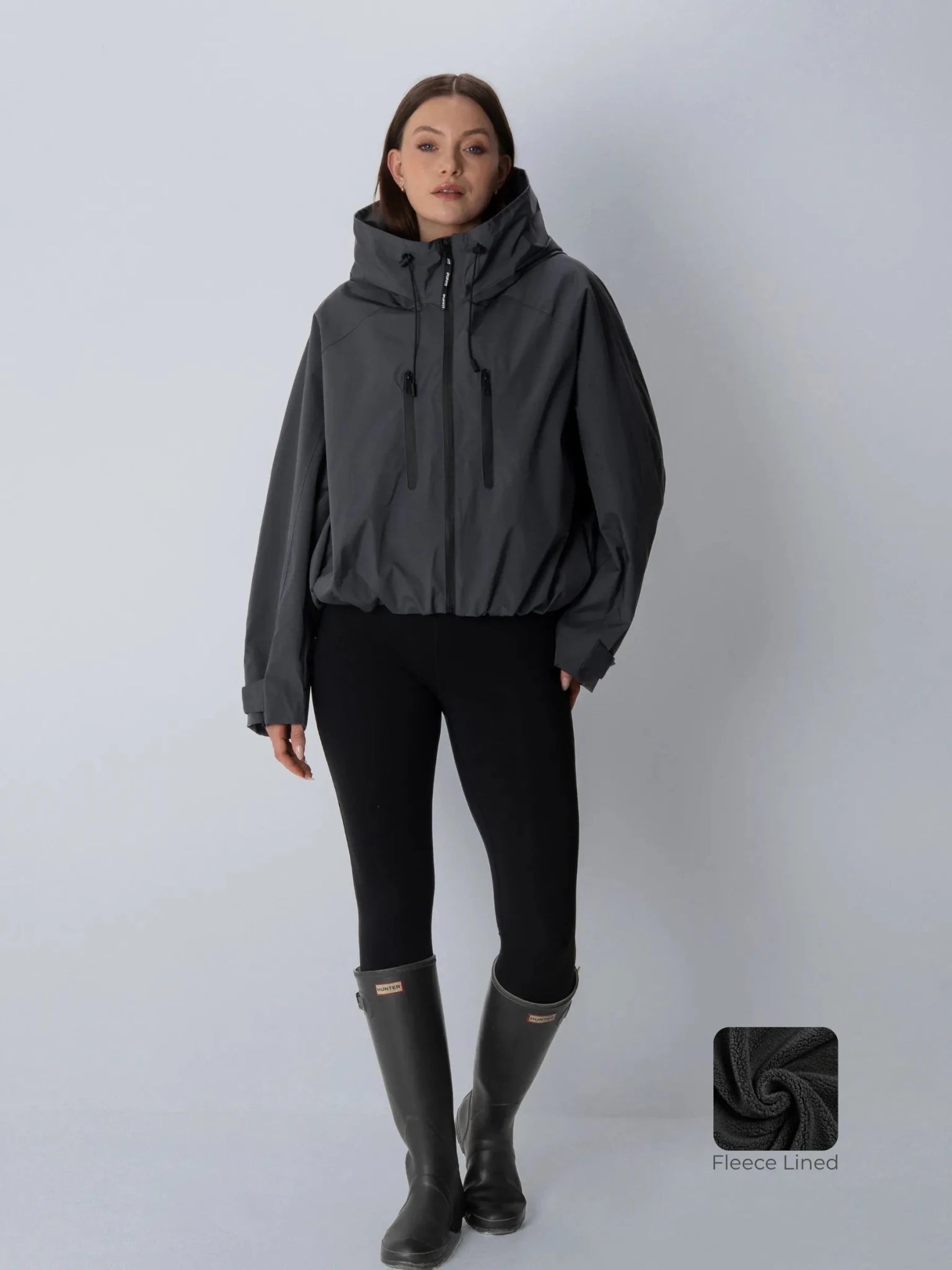 STM-TEX™ Fleece Lined One Size Short Oversized Rain Jacket - PUFFIT