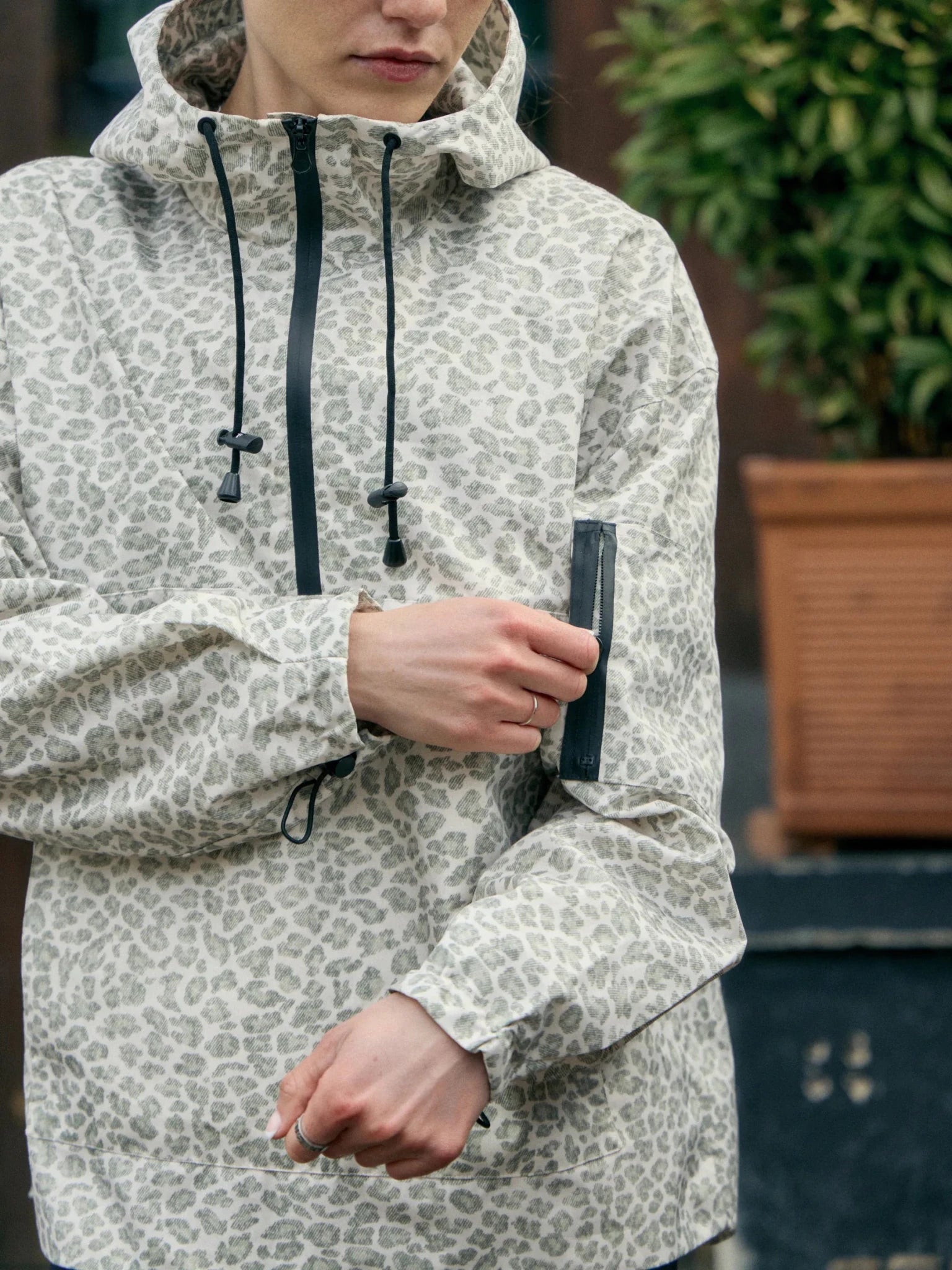 STM-TEX™ Leopard Relaxed Fit Rain Hoodie - PUFFIT