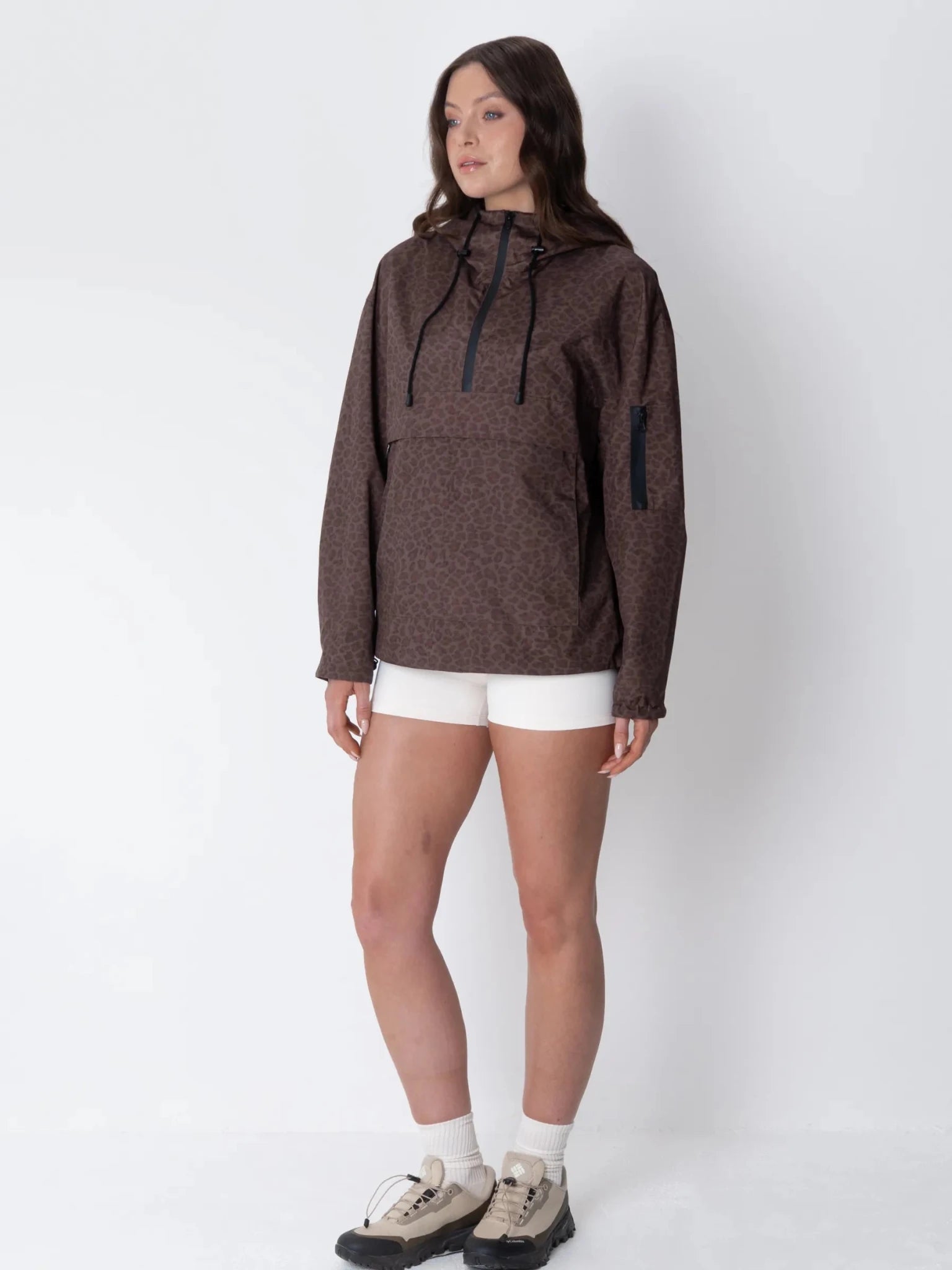 STM-TEX™ Mocha Leopard Relaxed Fit Rain Hoodie - PUFFIT