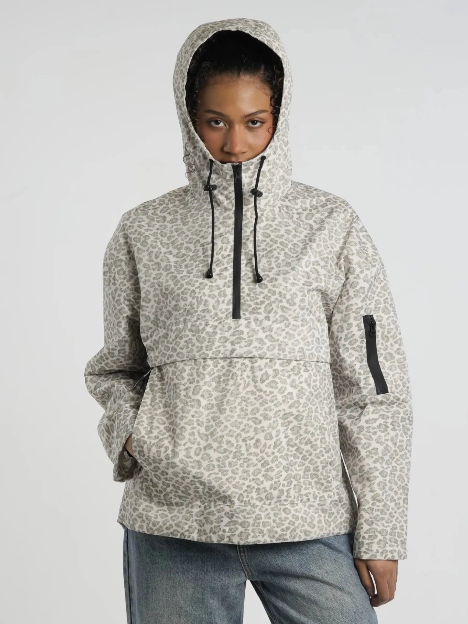 STM-TEX™ Olive Leopard Relaxed Fit Rain Hoodie - PUFFIT