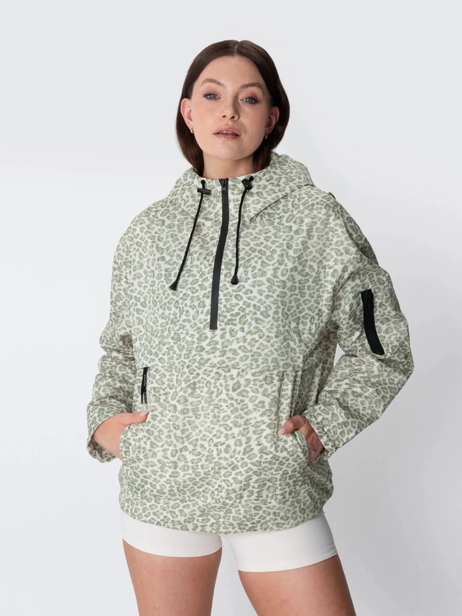 STM-TEX™ Olive Leopard Relaxed Fit Rain Hoodie - PUFFIT