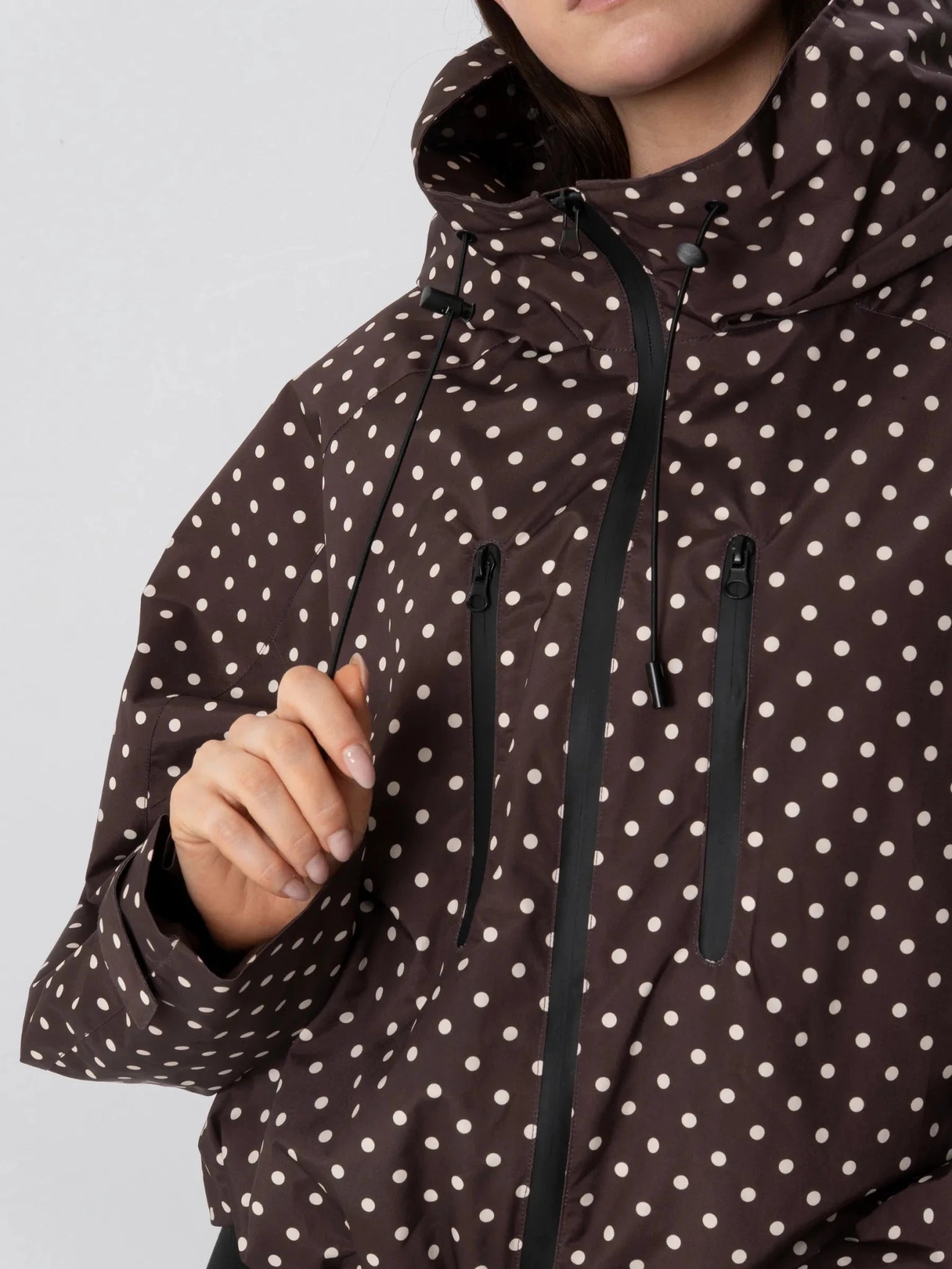 STM-TEX™ One Size Brown Dot Short Oversized Rain Jacket - PUFFIT
