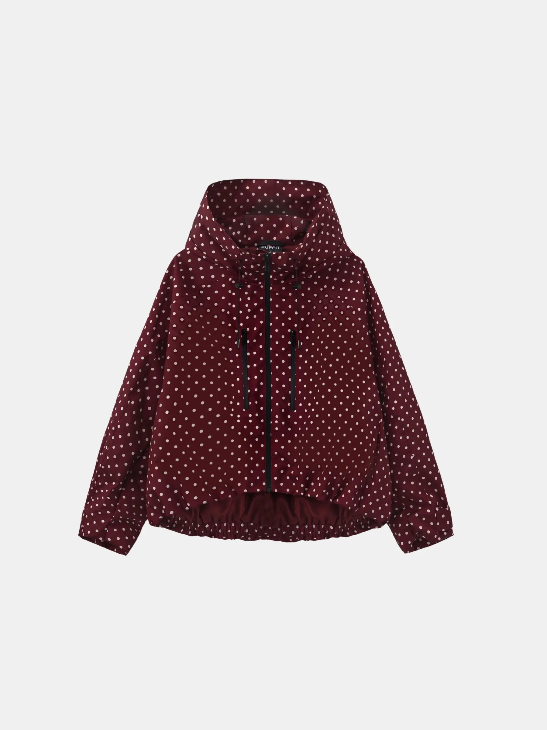 STM-TEX™ One Size Burgundy Dot Short Oversized Rain Jacket - PUFFIT