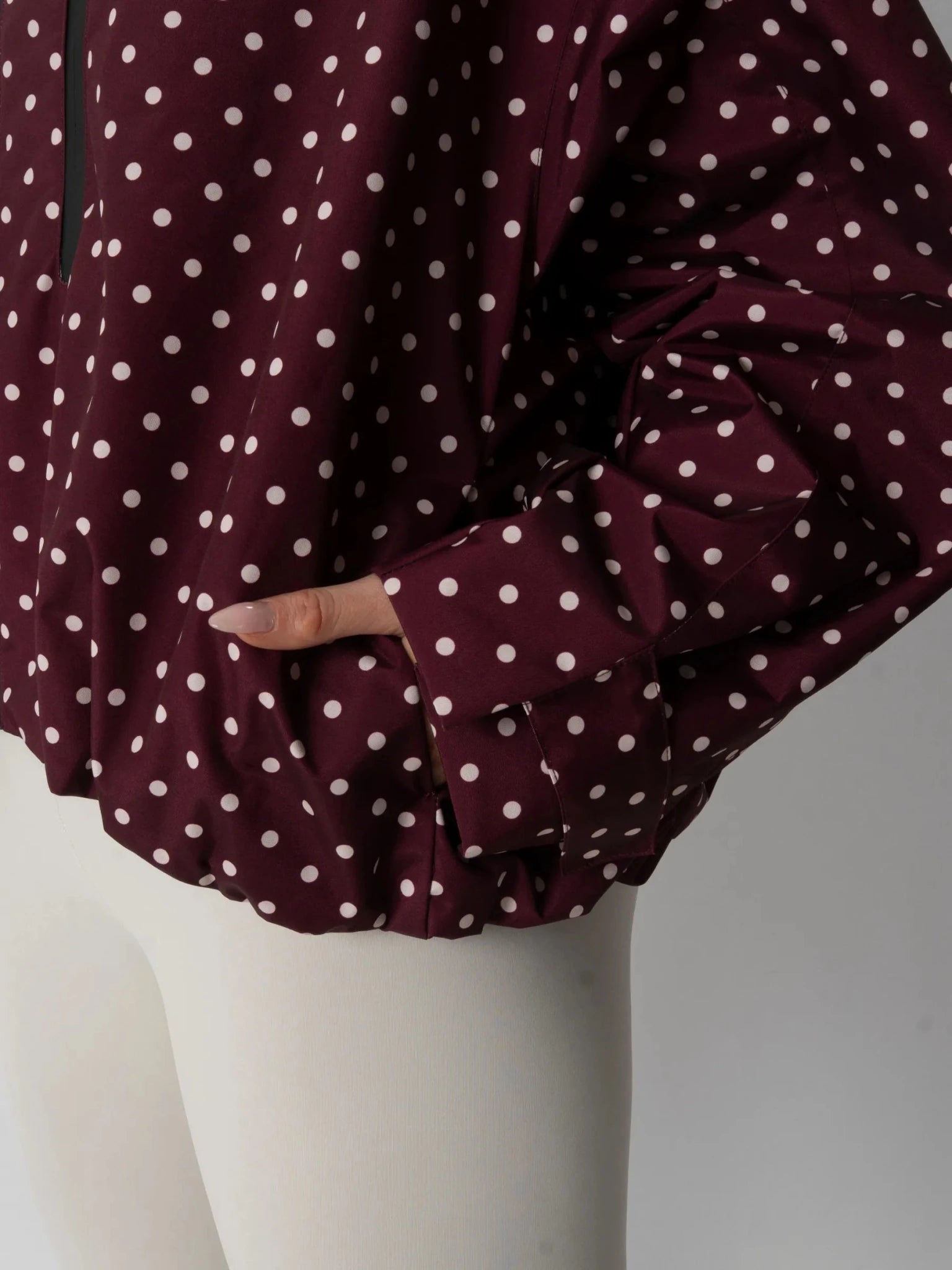 STM-TEX™ One Size Burgundy Dot Short Oversized Rain Jacket - PUFFIT