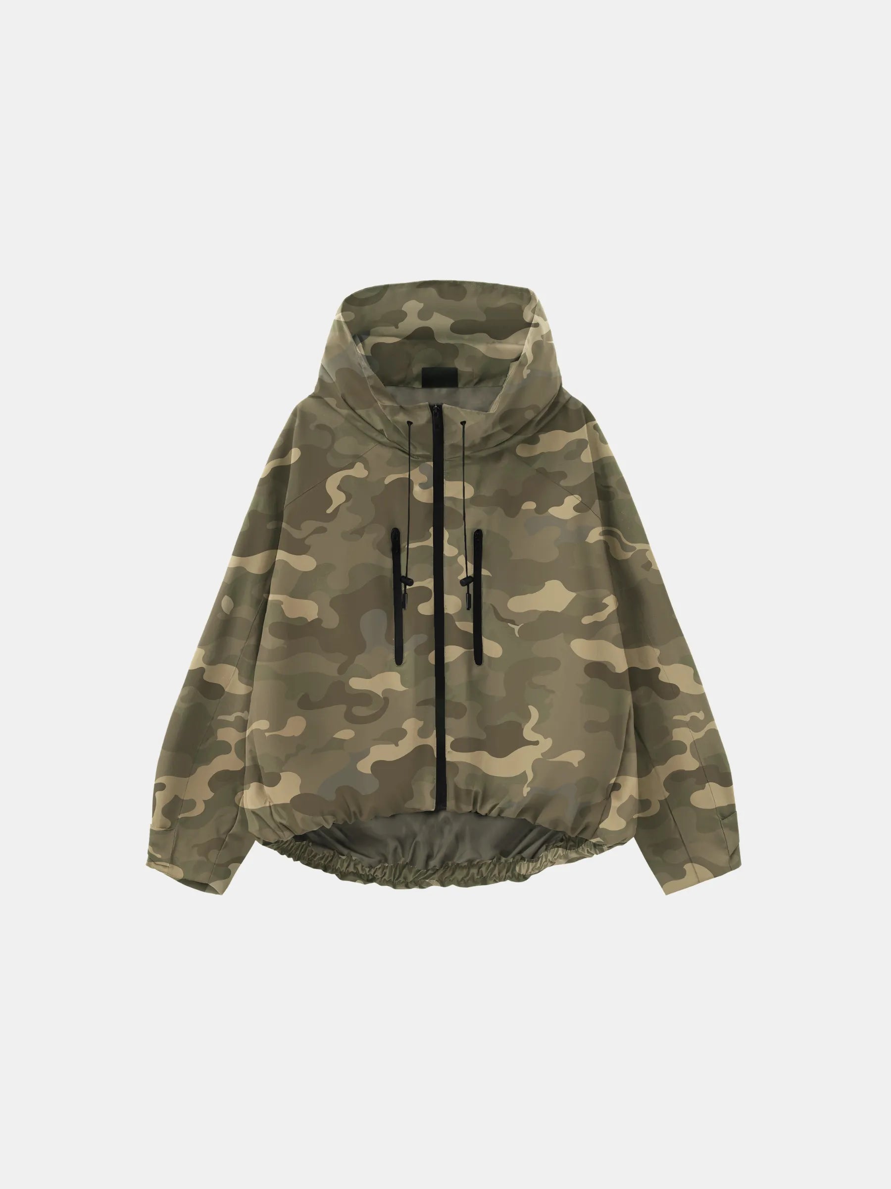 STM-TEX™ One Size Green Camo Short Oversized Rain Jacket - PUFFIT