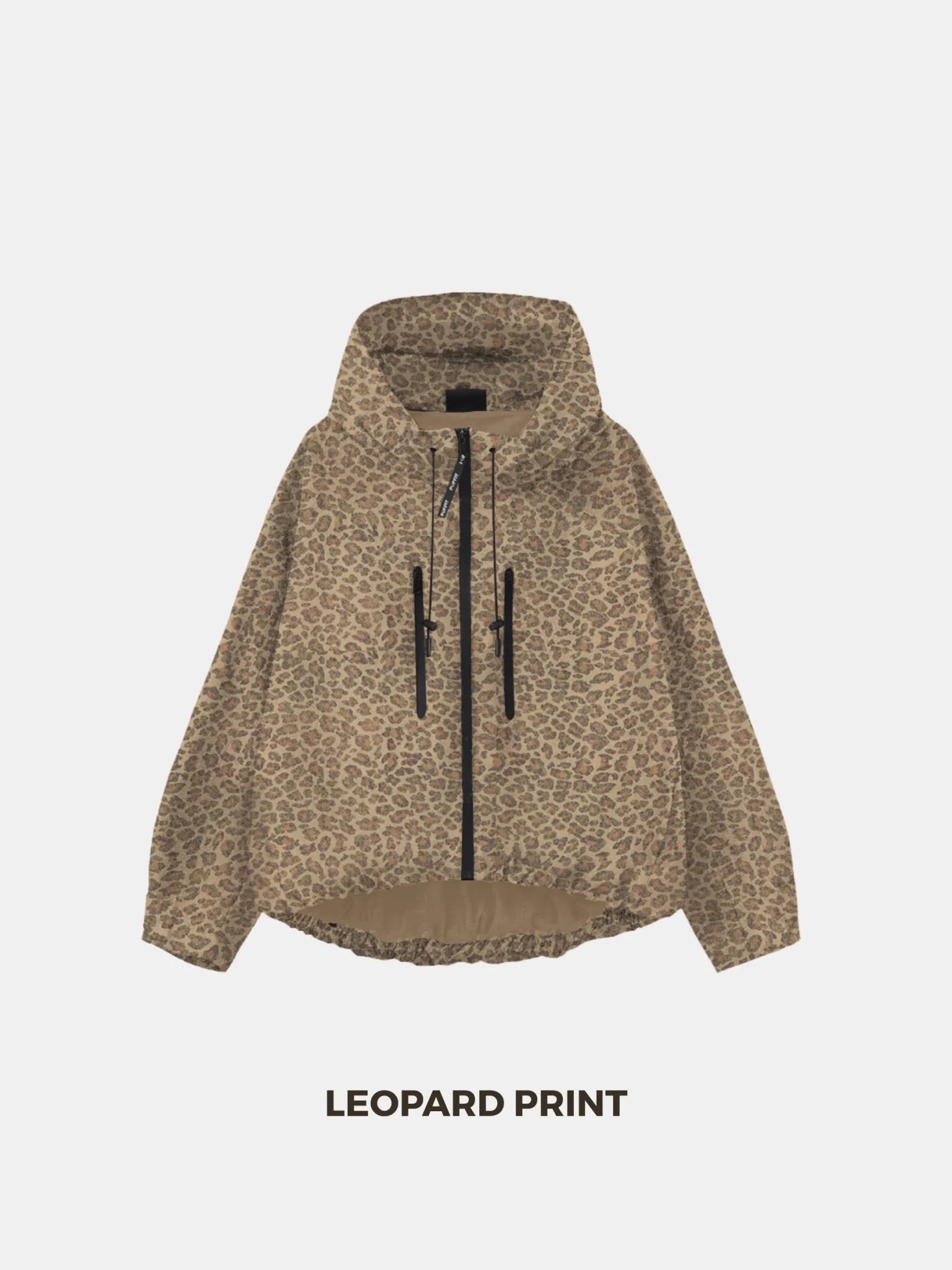 STM-TEX™ One Size Leopard Print Short Oversized Rain Jacket - PUFFIT
