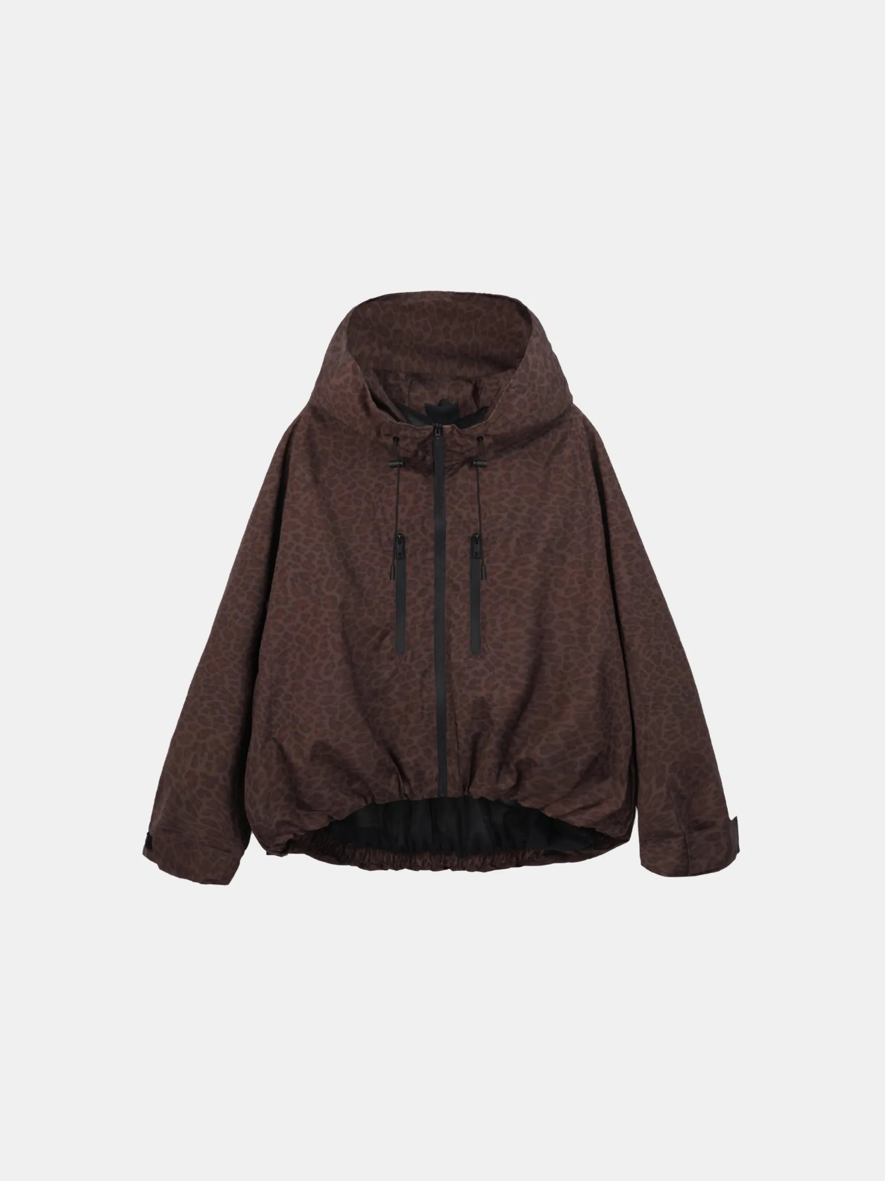 STM-TEX™ One Size Mocha Leopard Short Oversized Rain Jacket - PUFFIT