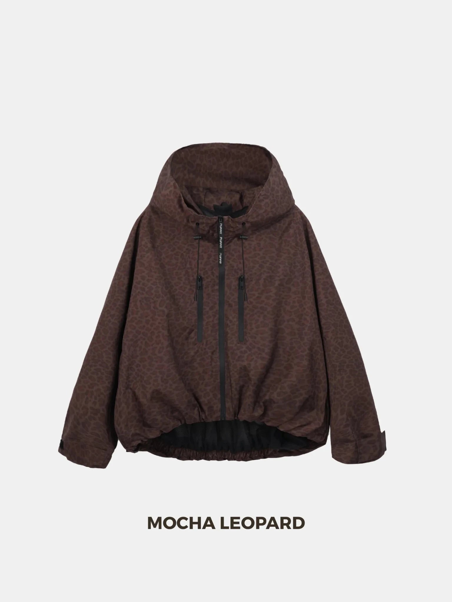 STM-TEX™ One Size Mocha Leopard Short Oversized Rain Jacket - PUFFIT