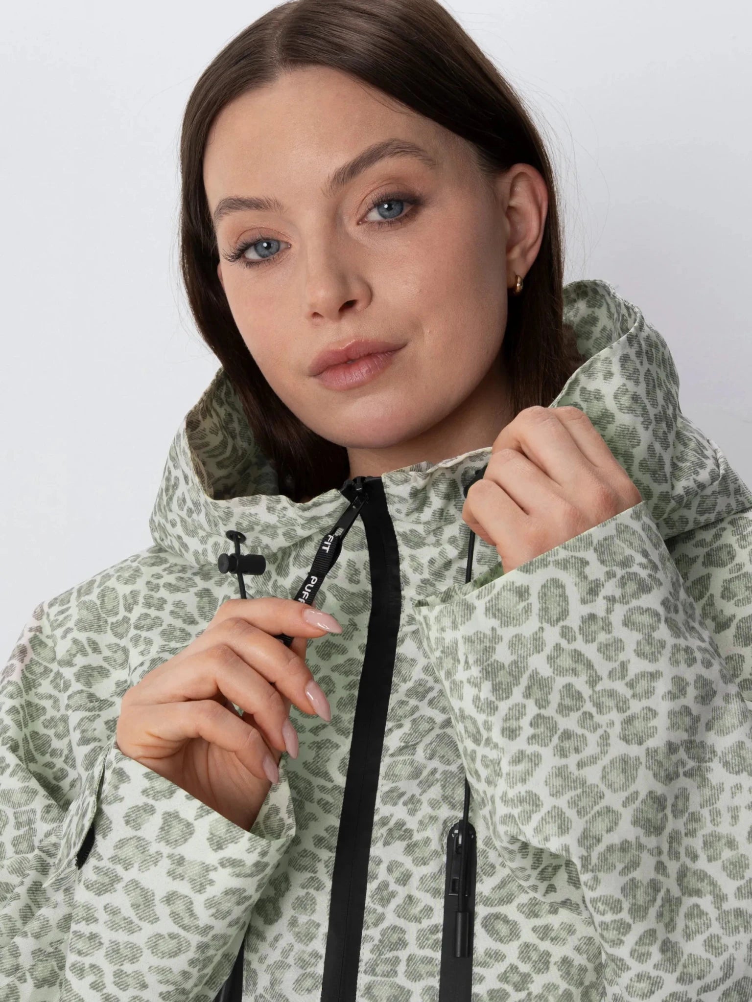 STM-TEX™ One Size Olive Leopard Short Oversized Rain Jacket - PUFFIT