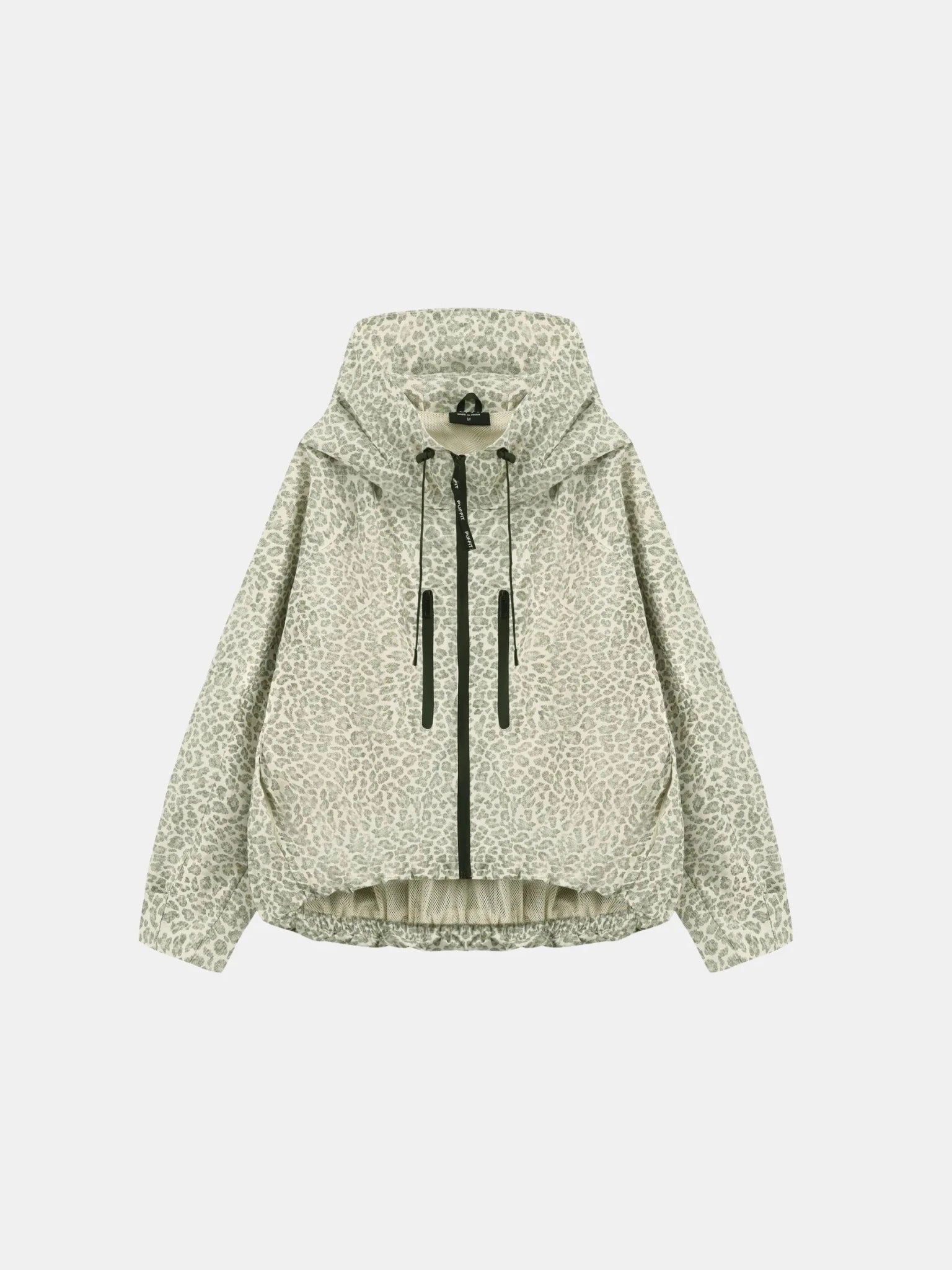 STM-TEX™ One Size Olive Leopard Short Oversized Rain Jacket - PUFFIT