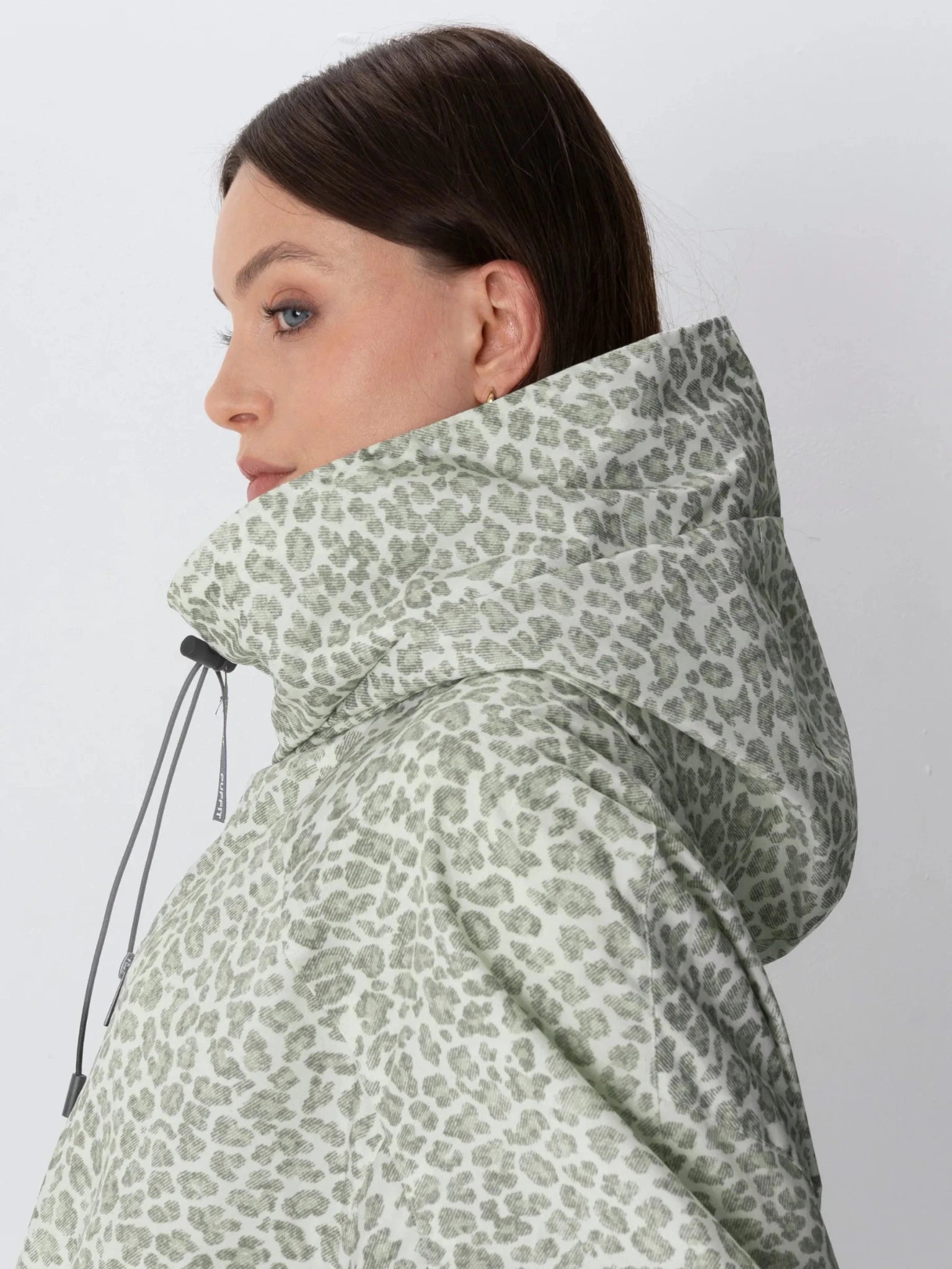 STM-TEX™ One Size Olive Leopard Short Oversized Rain Jacket - PUFFIT