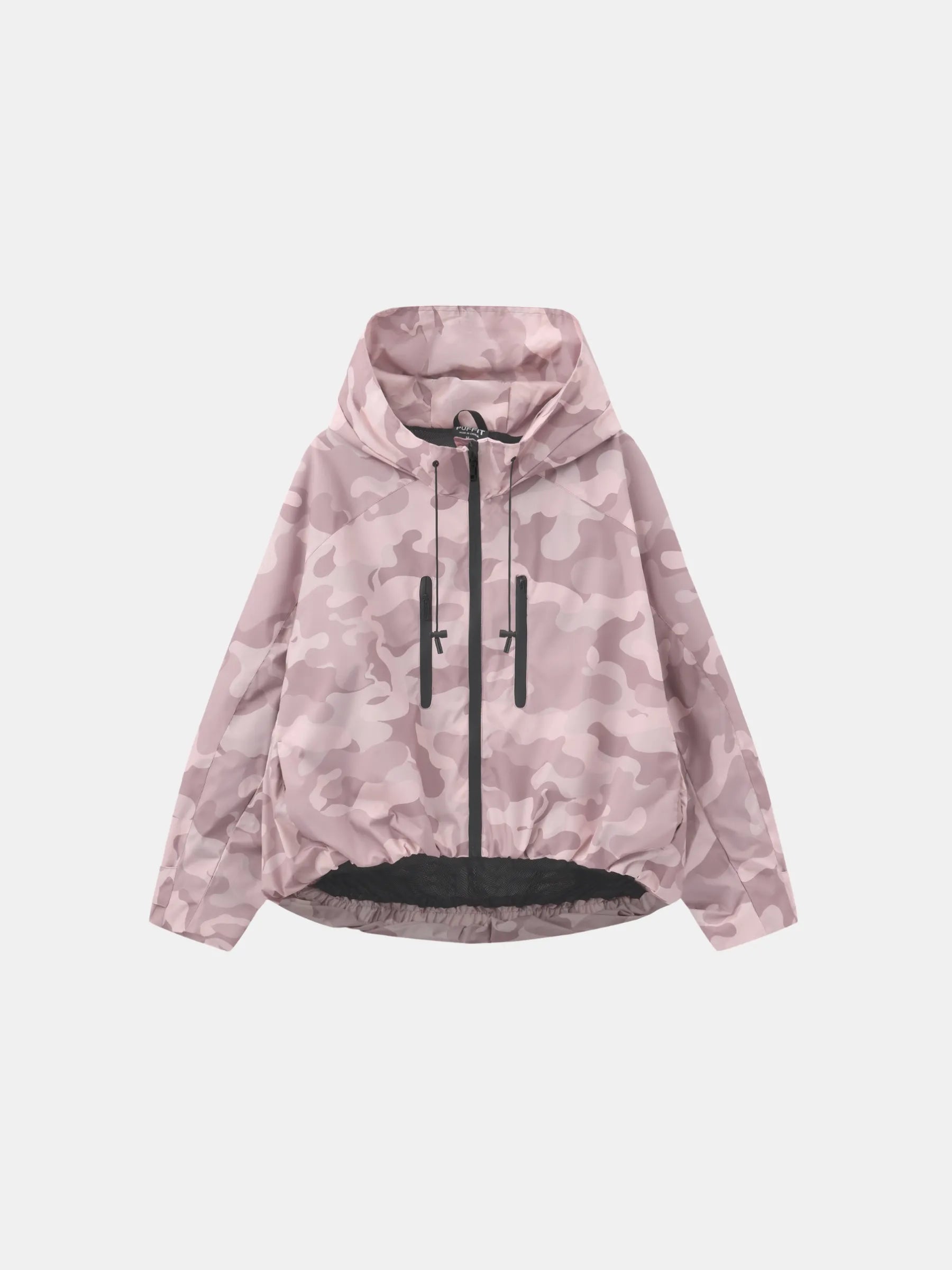 STM-TEX™ One Size Pink Camo Short Oversized Rain Jacket - PUFFIT