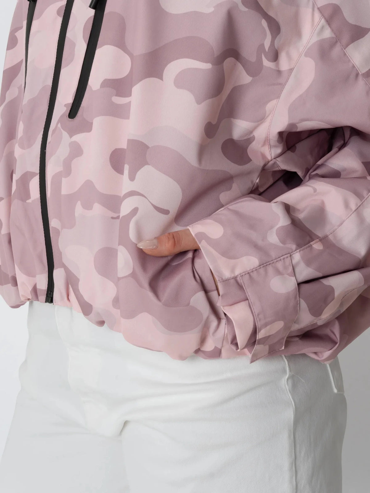 STM-TEX™ One Size Pink Camo Short Oversized Rain Jacket - PUFFIT