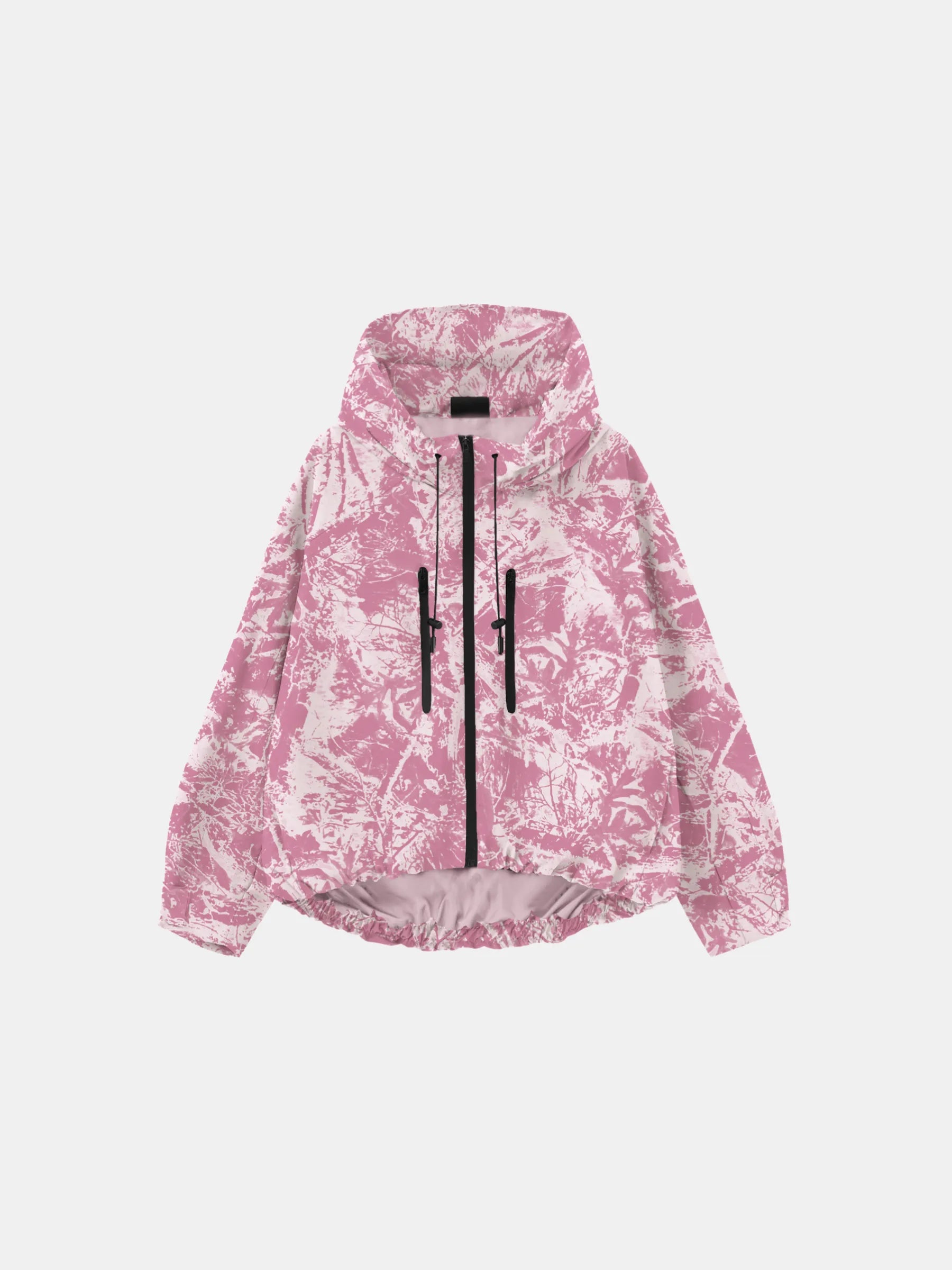 STM-TEX™ One Size Pink Forest Camo Short Oversized Rain Jacket - PUFFIT