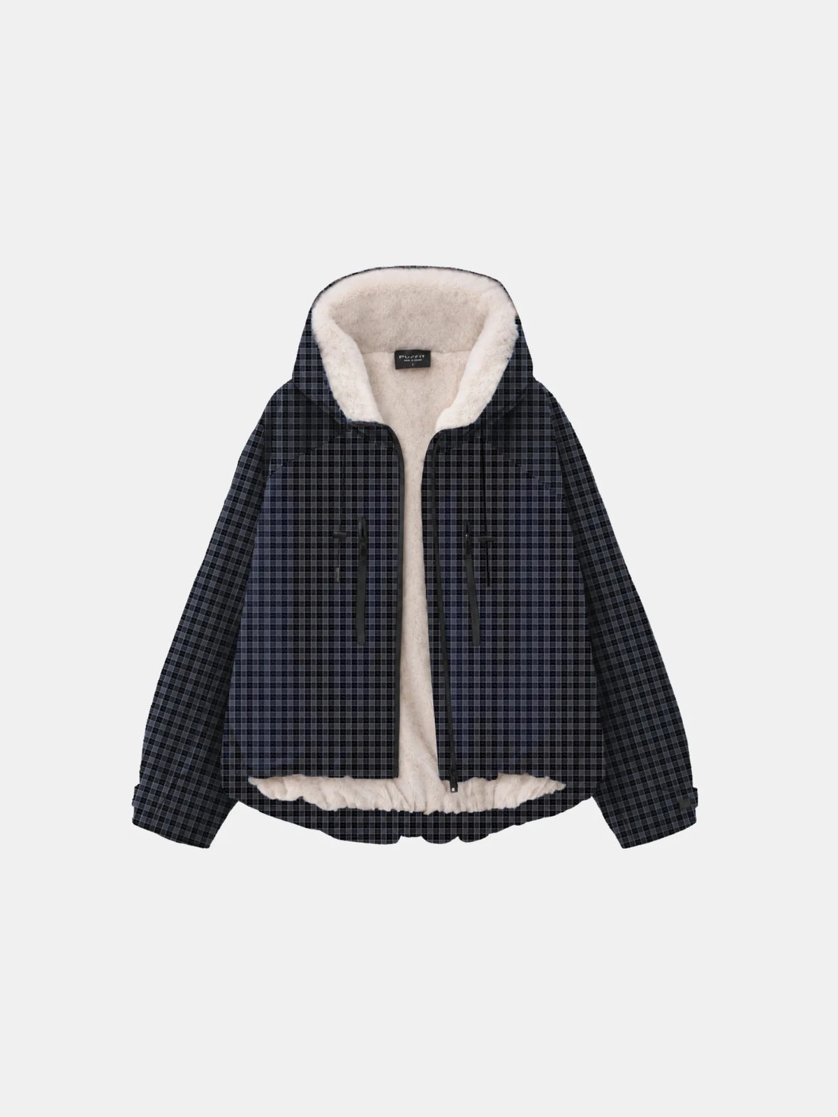 STM-TEX™ One Size Royal Blue Check Short Oversized Rain Jacket