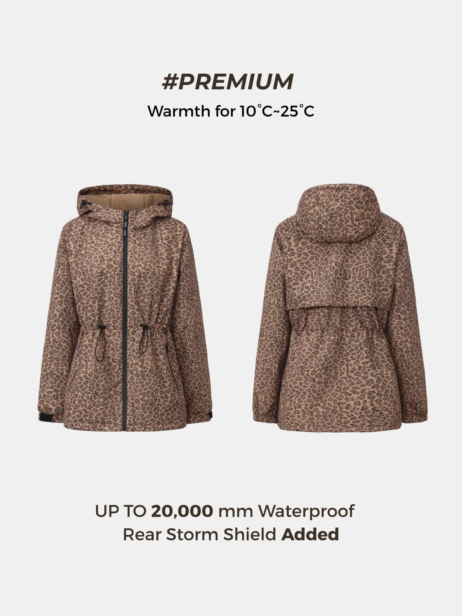 STM-TEX™ Premium Leopard Full Zip Rain Coat - PUFFIT