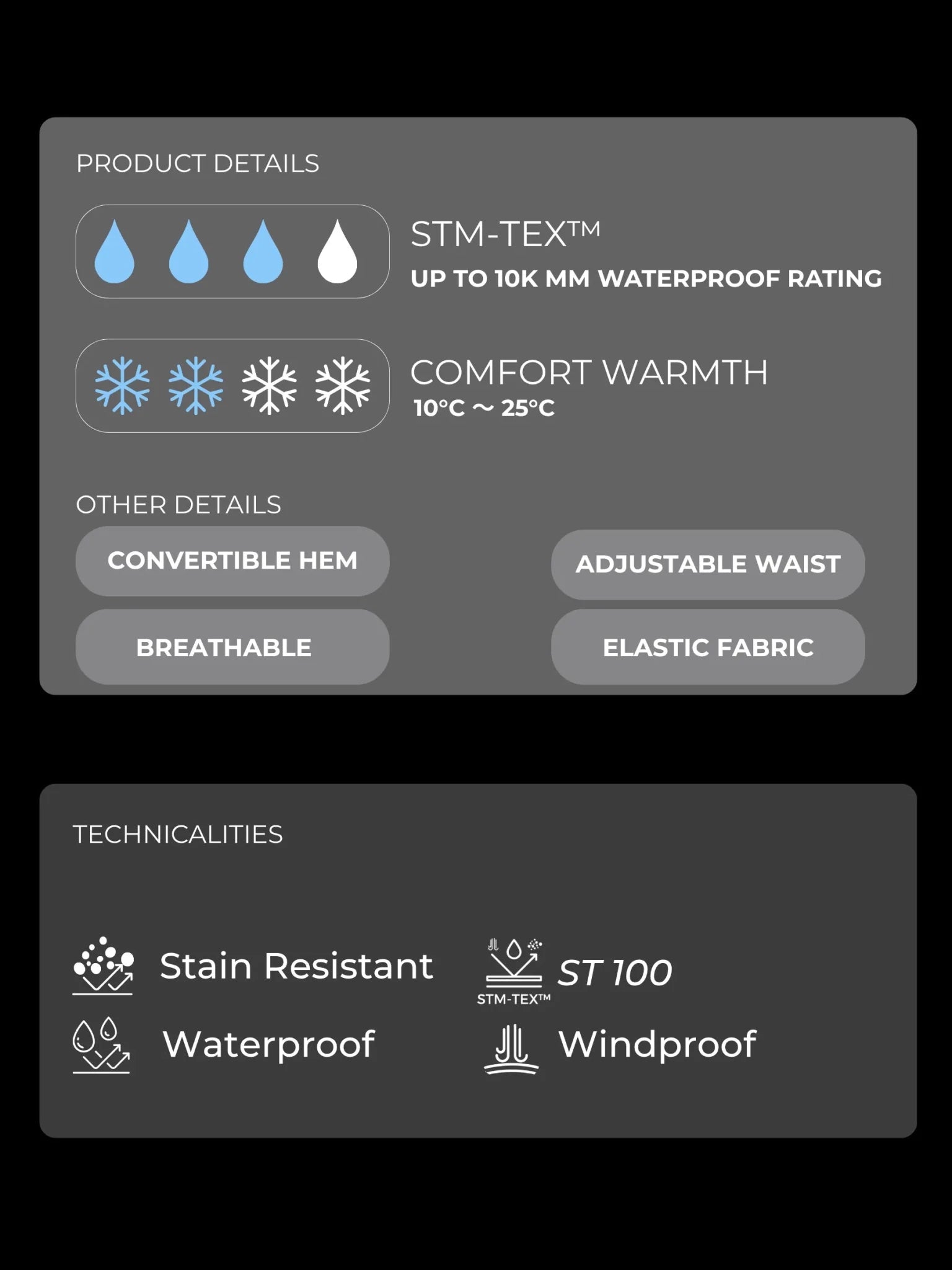 STM-TEX™ Waterproof Slim Fit Flared Pants - PUFFIT