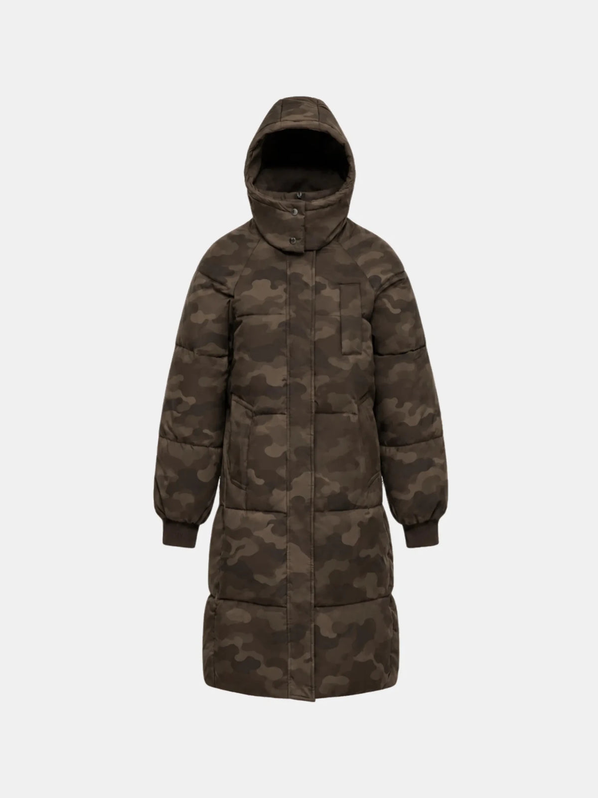 WarmCore™ Brown Camo Classic Long Hooded Puffer Jacket