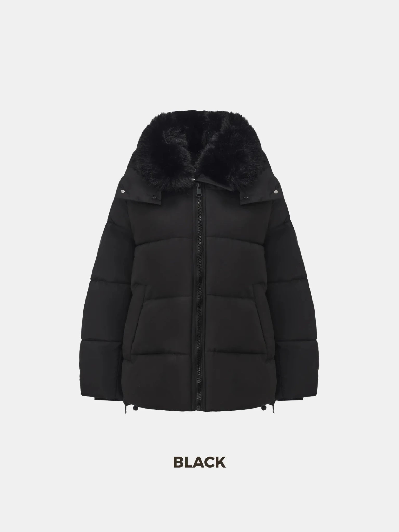 WarmCore™ Detachable Faux Fur Collar Hooded Puffer - PUFFIT