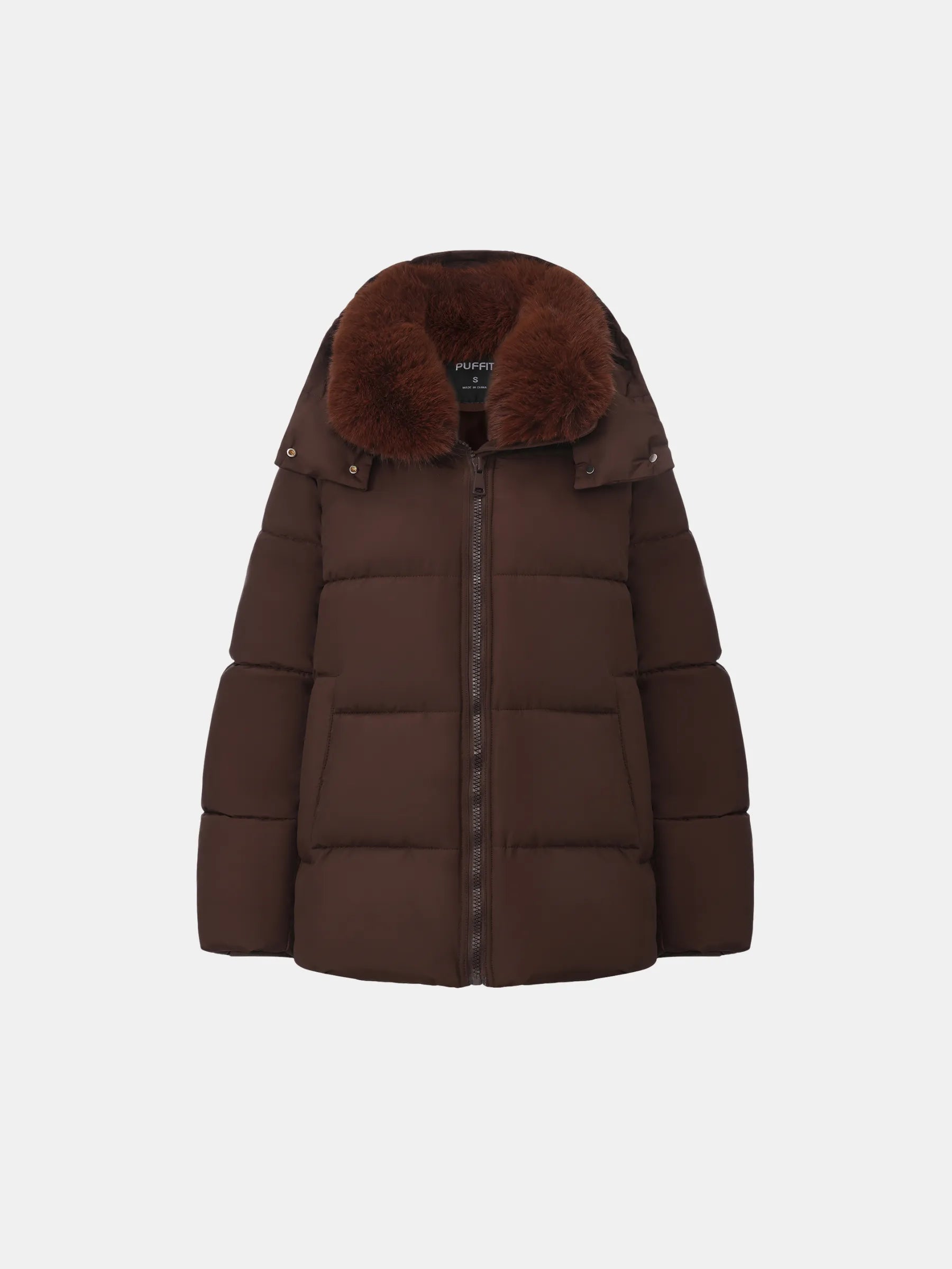WarmCore™ Detachable Faux Fur Collar Hooded Puffer - PUFFIT