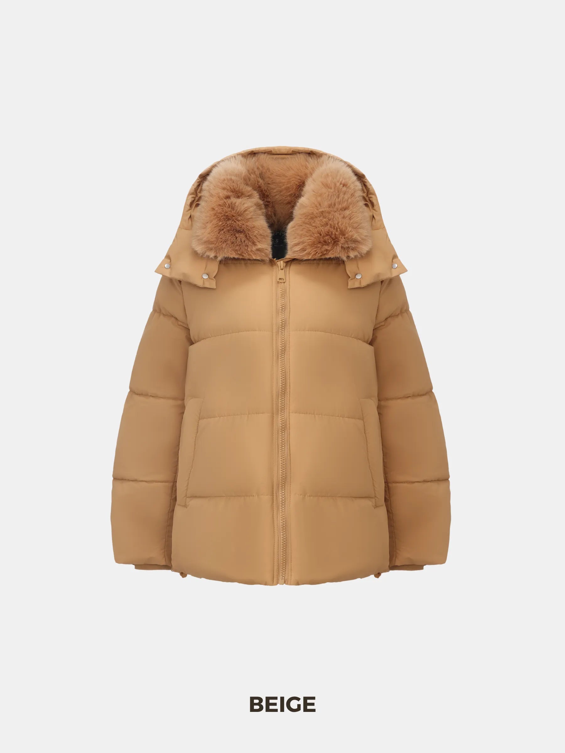 WarmCore™ Detachable Faux Fur Collar Hooded Puffer - PUFFIT