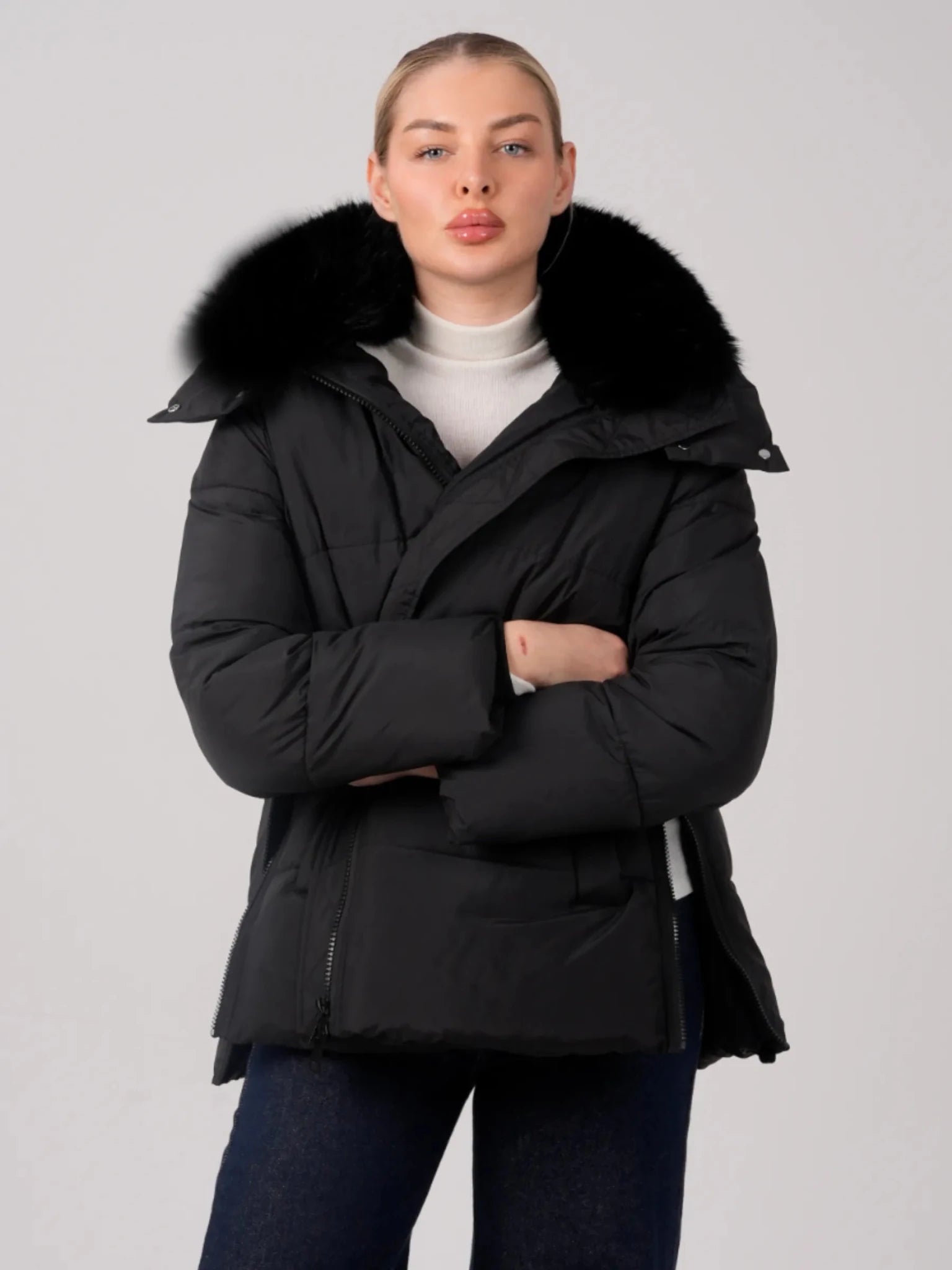 WarmCore™ Detachable Faux Fur Collar Hooded Puffer - PUFFIT