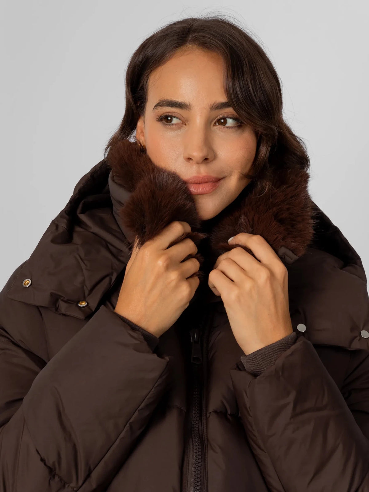 WarmCore™ Detachable Faux Fur Collar Hooded Puffer - PUFFITC22