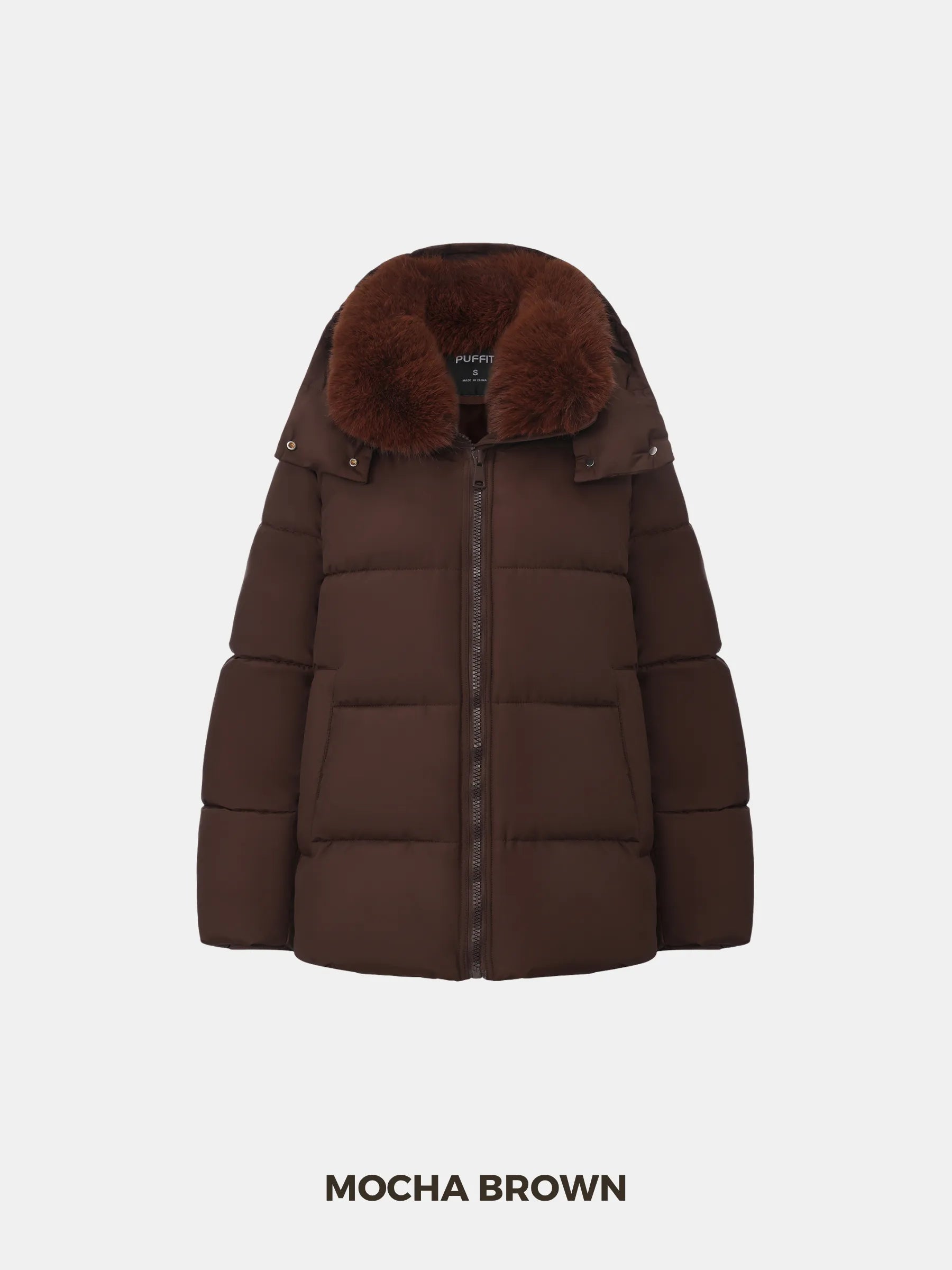 WarmCore™ Detachable Faux Fur Collar Hooded Puffer - PUFFIT