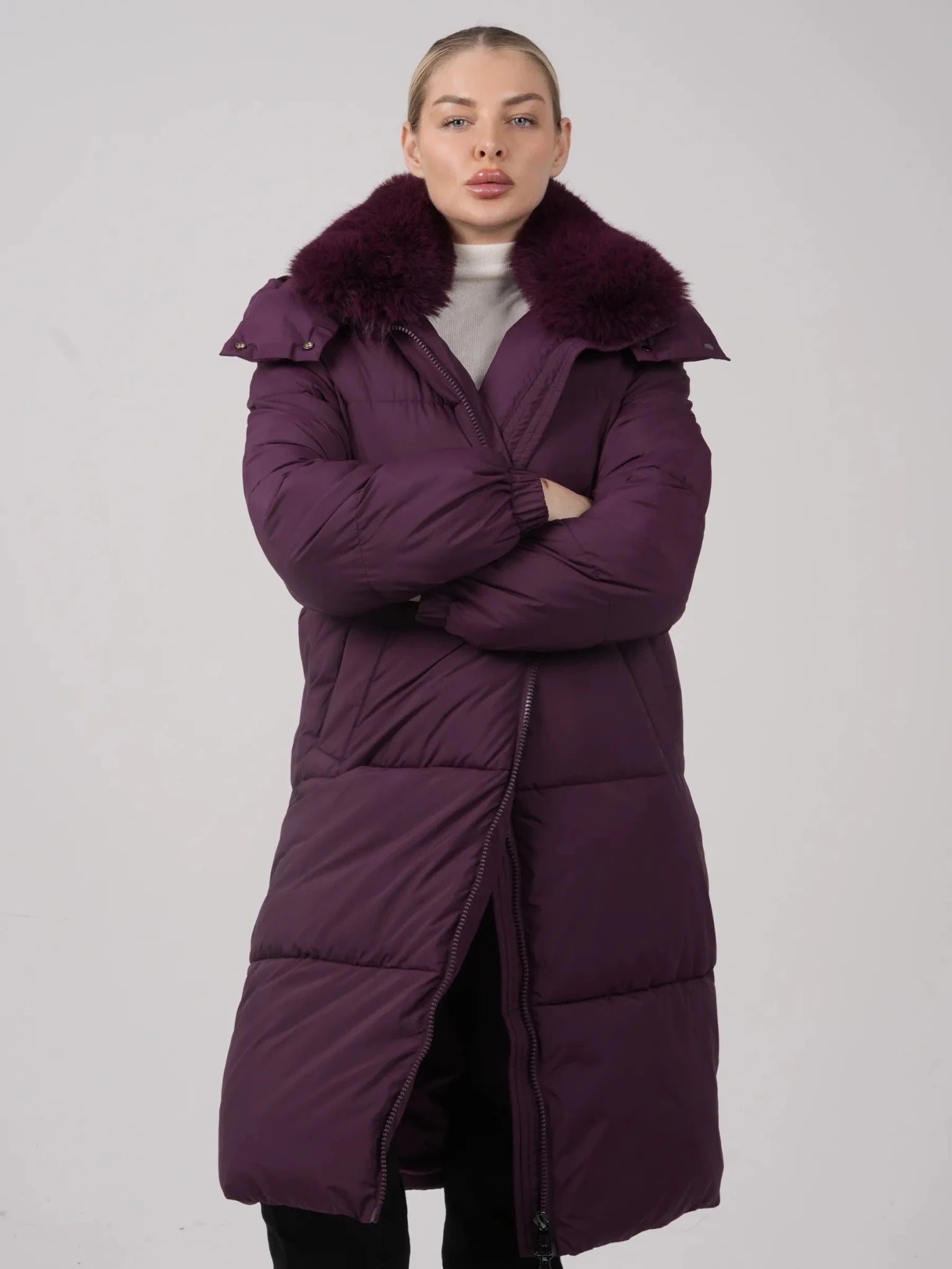 WarmCore™ Faux Fur Collar Long Puffer Jacket - PUFFIT