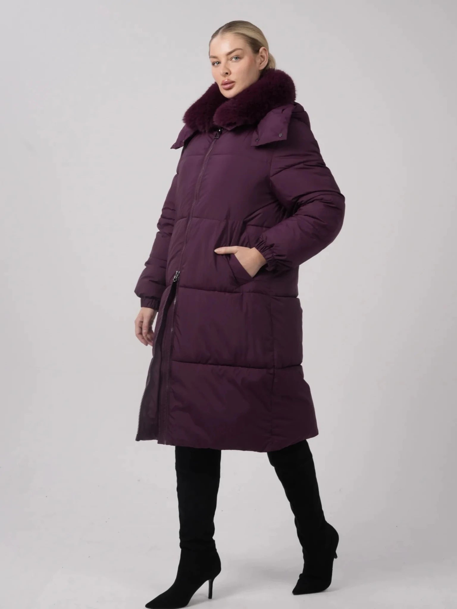 WarmCore™ Faux Fur Collar Long Puffer Jacket - PUFFIT