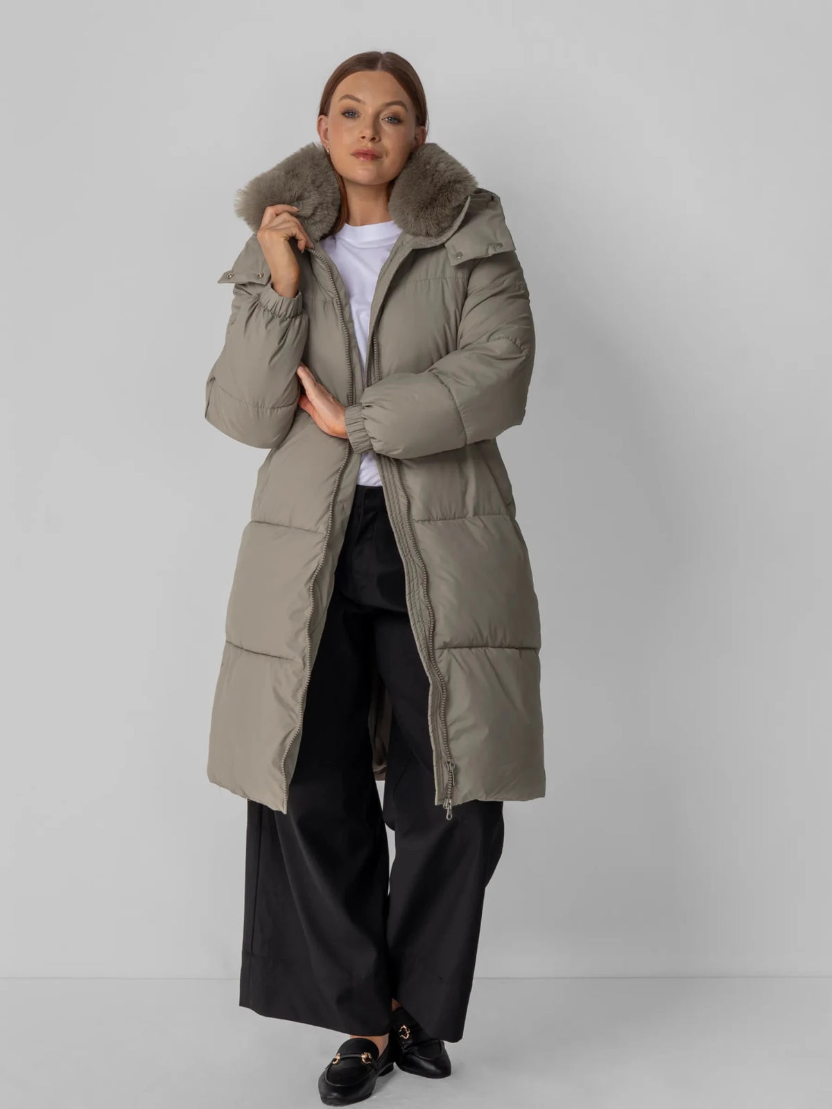 WarmCore™ Faux Fur Collar Long Puffer Jacket - PUFFITC26
