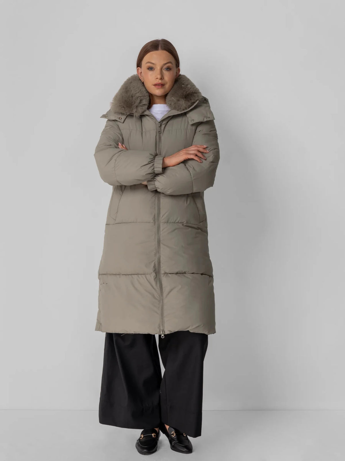 WarmCore™ Faux Fur Collar Long Puffer Jacket - PUFFITC26