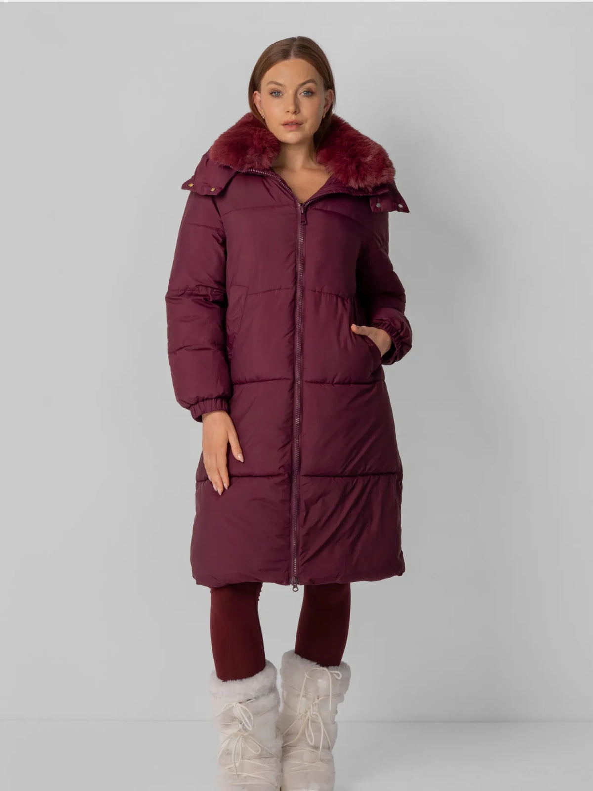 WarmCore™ Faux Fur Collar Long Puffer Jacket - PUFFITC26