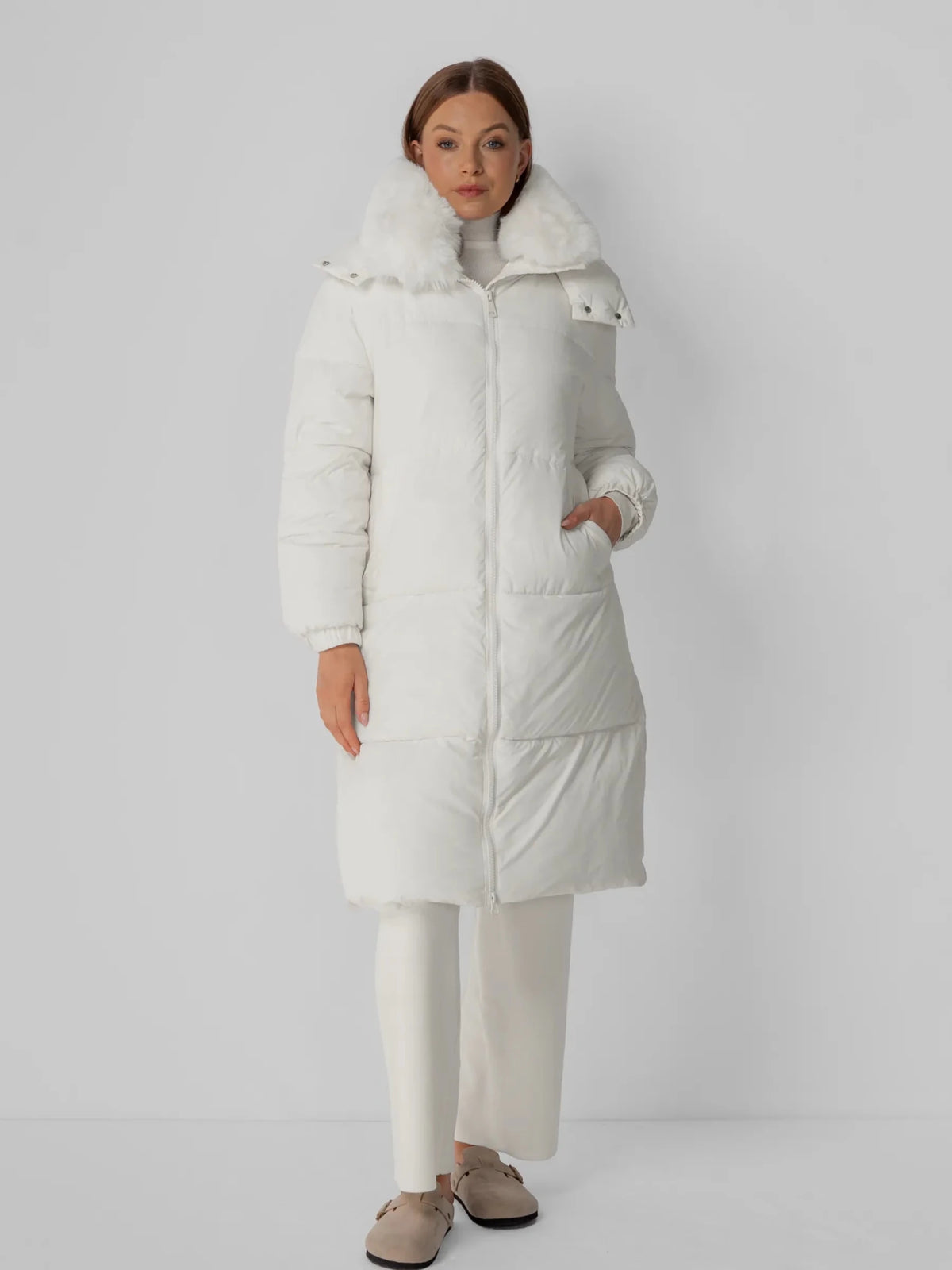WarmCore™ Faux Fur Collar Long Puffer Jacket - PUFFITC26