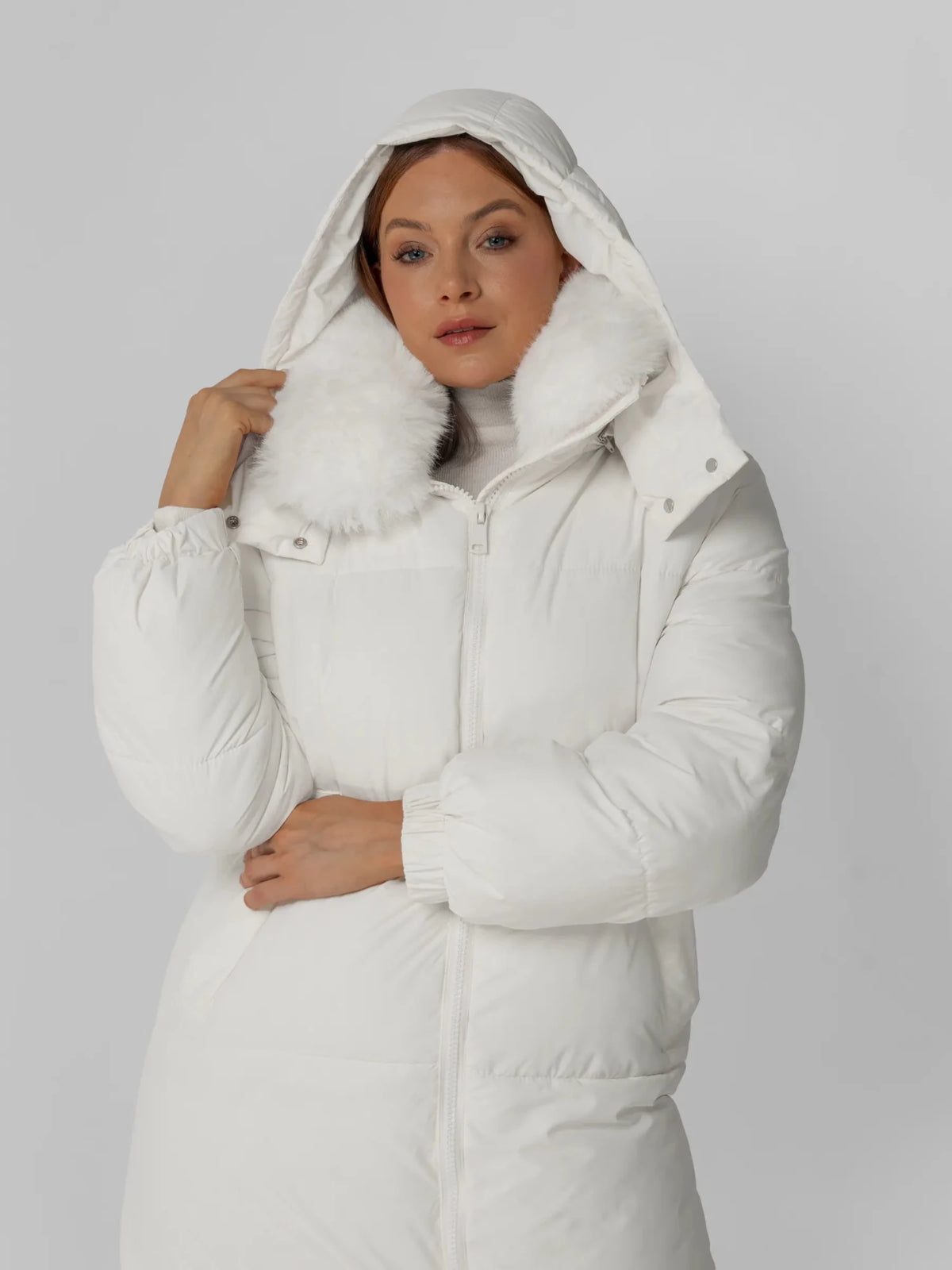 WarmCore™ Faux Fur Collar Long Puffer Jacket - PUFFITC26