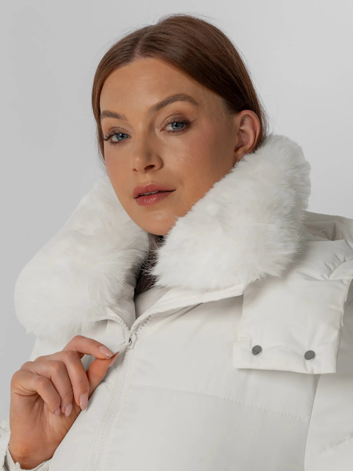 WarmCore™ Faux Fur Collar Long Puffer Jacket - PUFFITC26