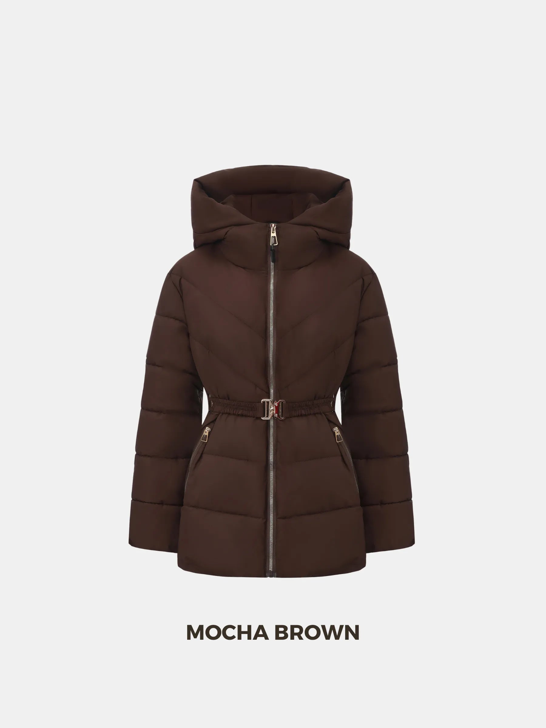 Chaqueta acolchada con cinturón en tono dorado WarmCore™ 