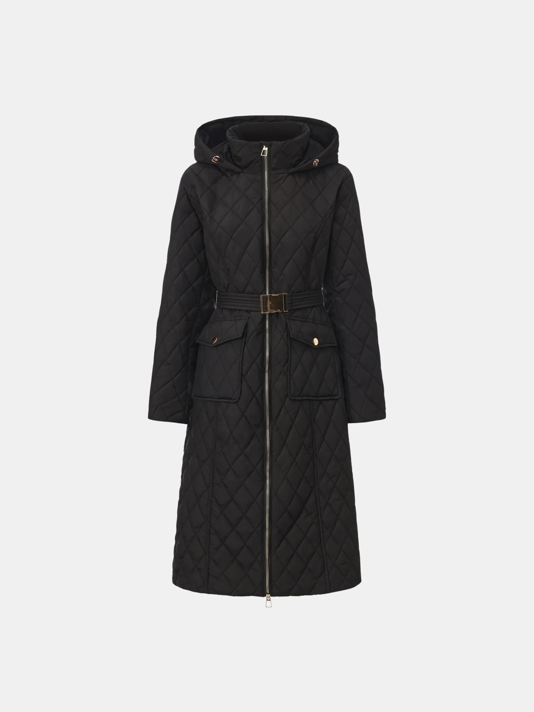 WarmCore™ Long Dimond Quilted Belted Puffer - PUFFIT