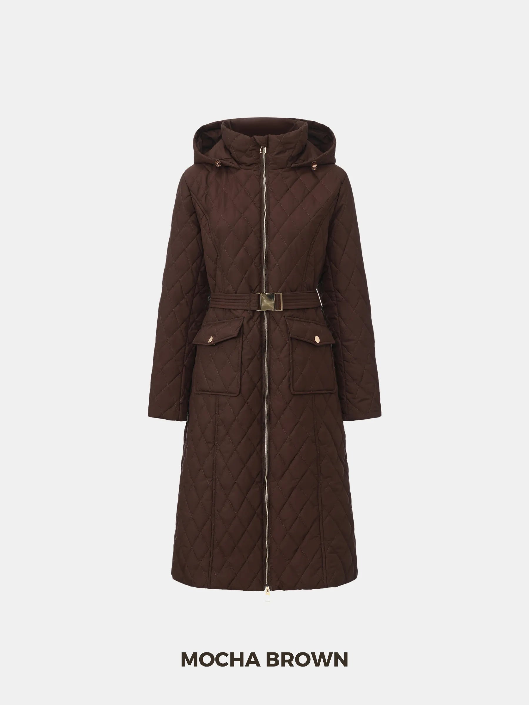 WarmCore™ Long Dimond Quilted Belted Puffer - PUFFIT