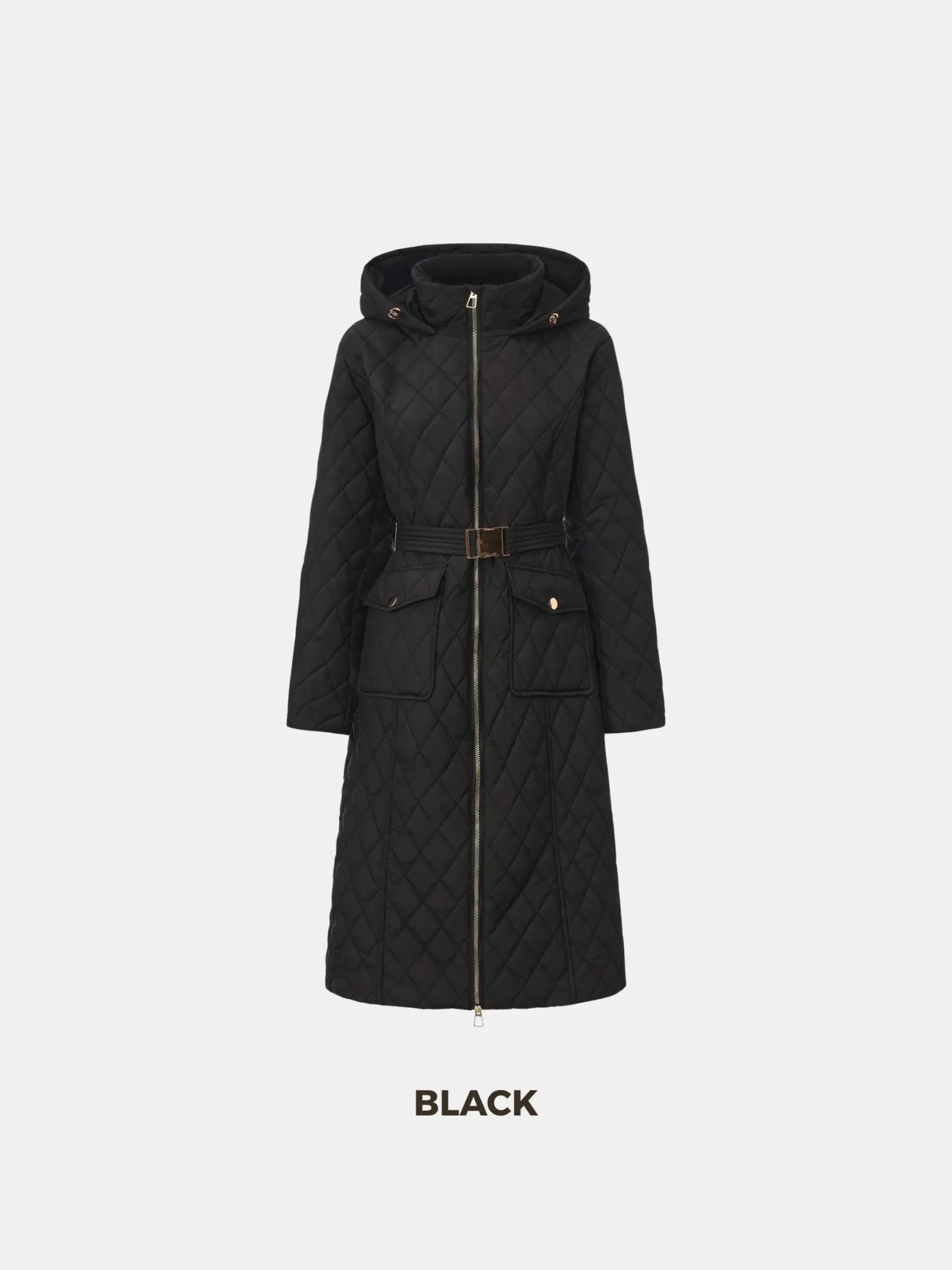 WarmCore™ Long Dimond Quilted Belted Puffer - PUFFIT