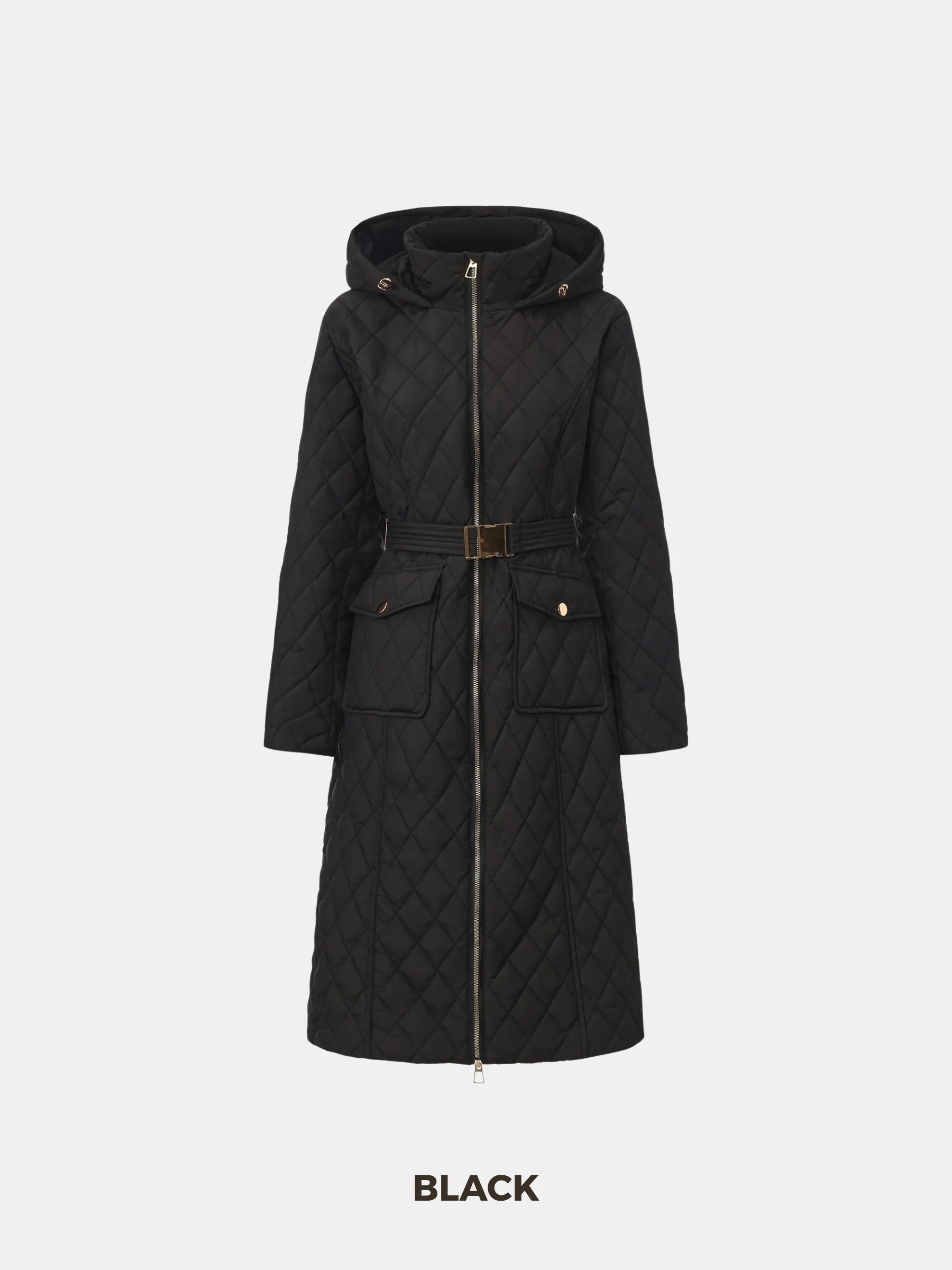 WarmCore™ Long Dimond Quilted Belted Puffer - PUFFIT