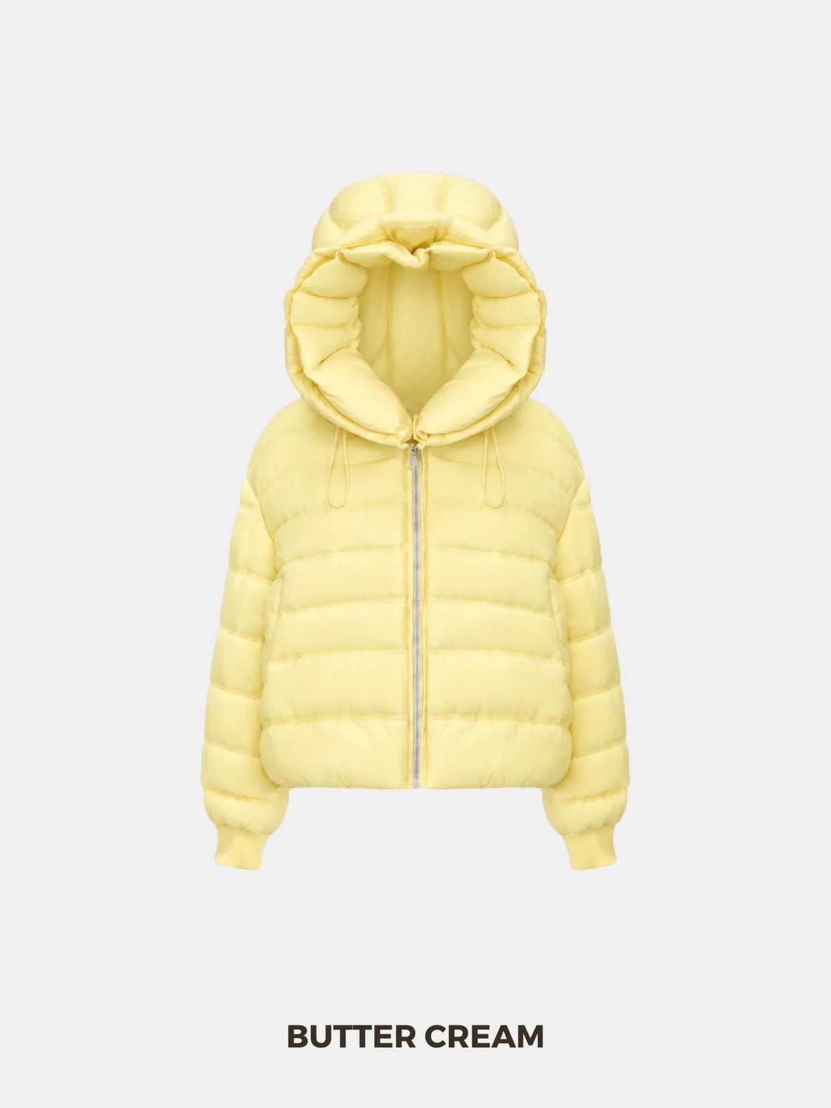 WarmCore™ kort vattert jakke med oversized hette