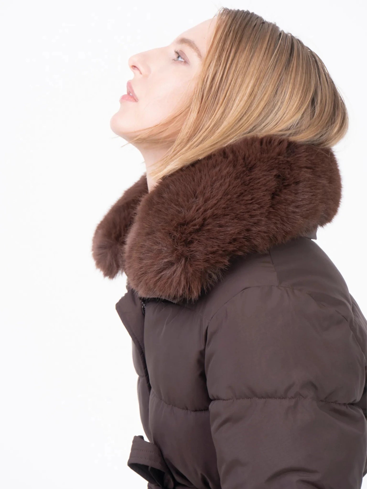 WarmCore™ Premium Elegant Detachable Faux Fur Collar Puffer With Belt - PUFFIT