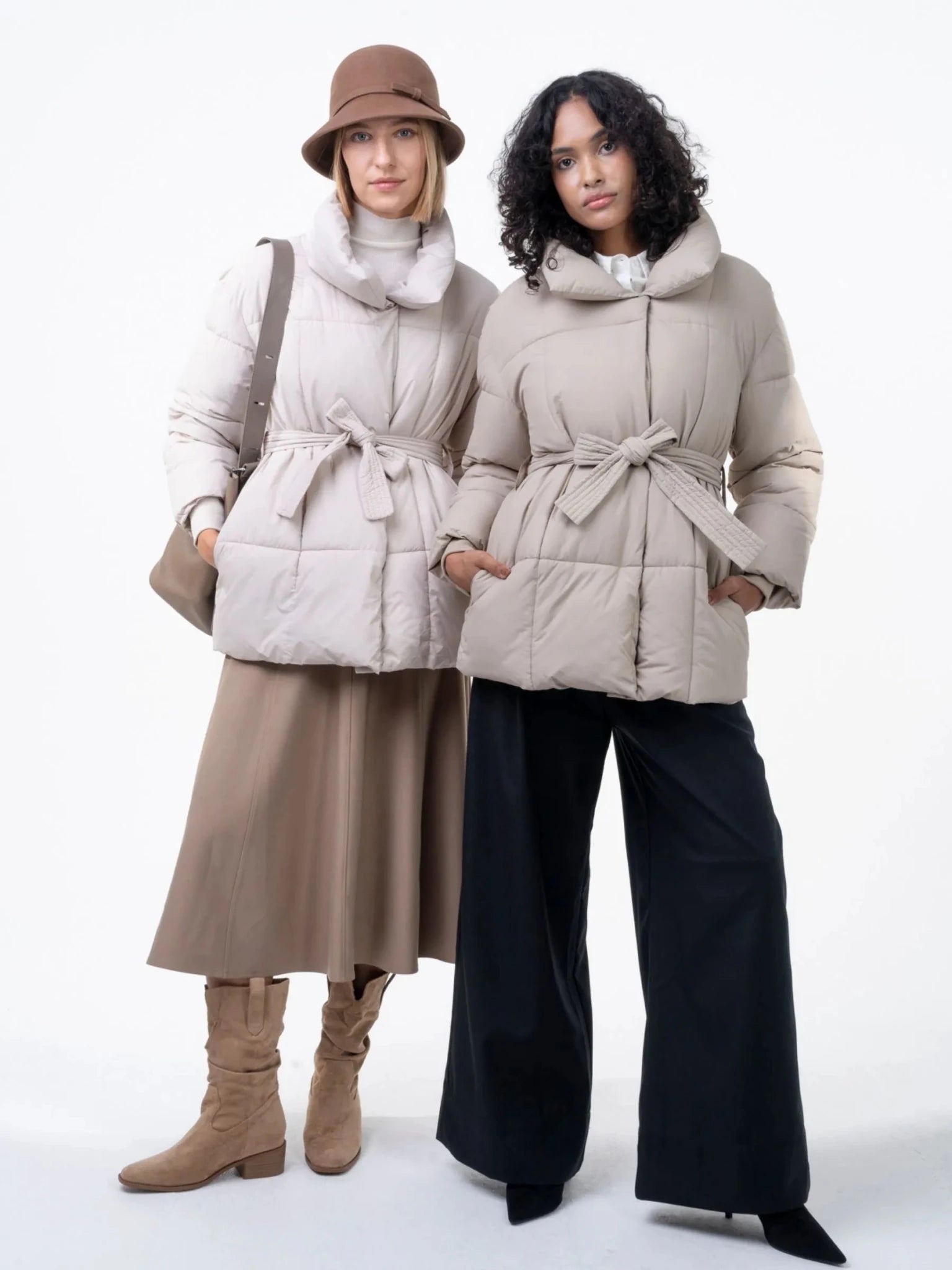 WarmCore™ Premium Mid Length Belted Puffer Jacket Women Casual Coat - PUFFIT