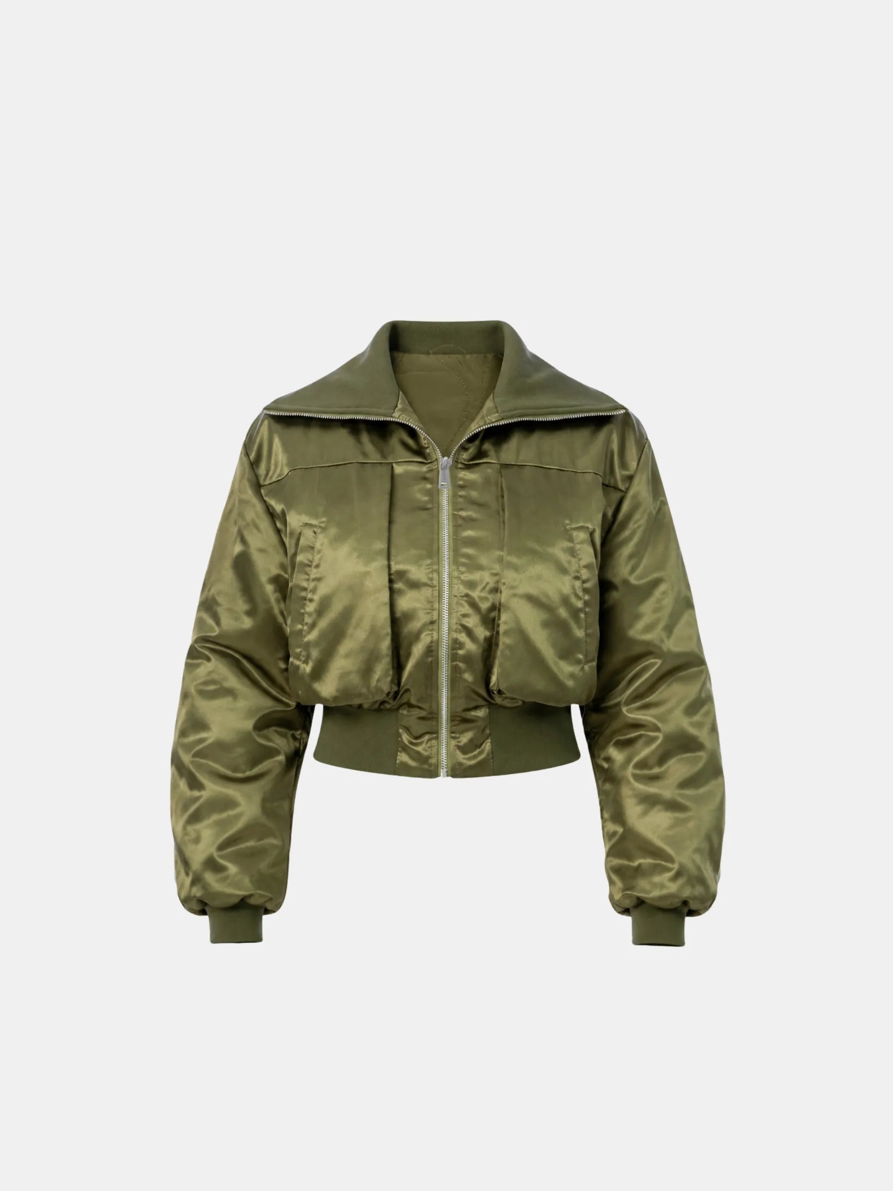 WarmCore™ Shiny Cropped Padded Bomber - PUFFIT