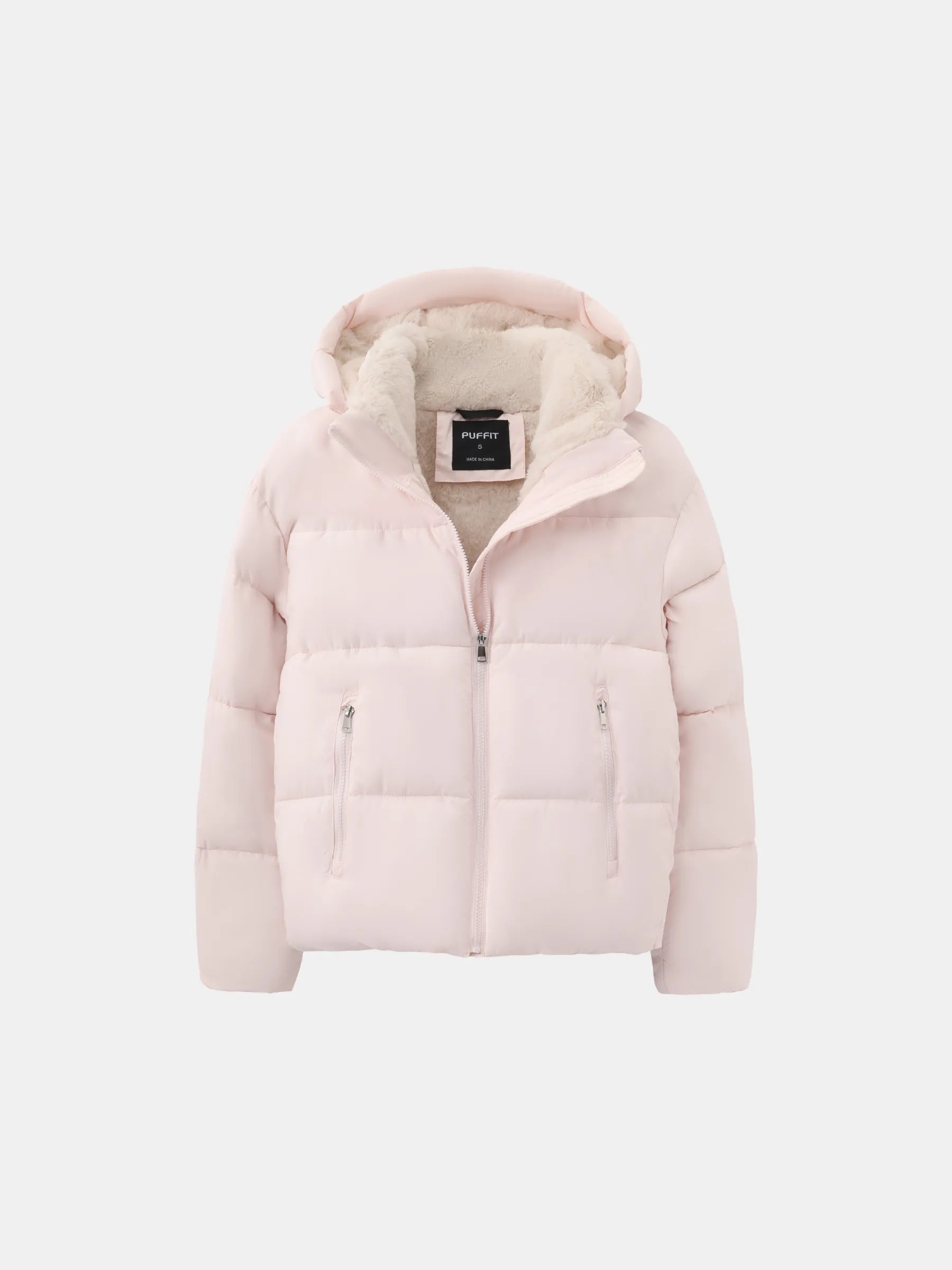 WarmCore™ Short Faux Fur Lined Detachable Hooded Puffer Jacket - PUFFIT