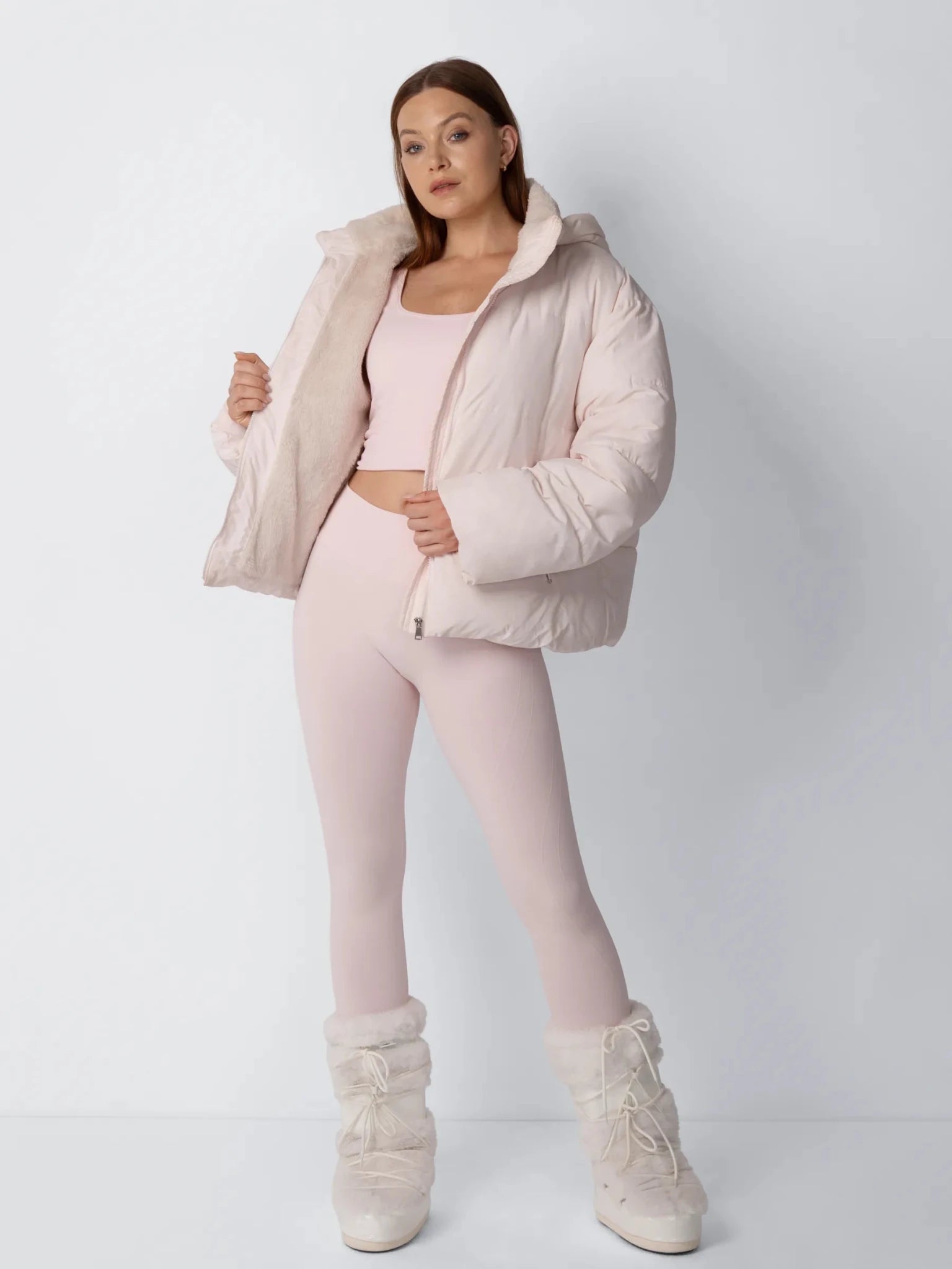 WarmCore™ Short Faux Fur Lined Detachable Hooded Puffer Jacket - PUFFIT